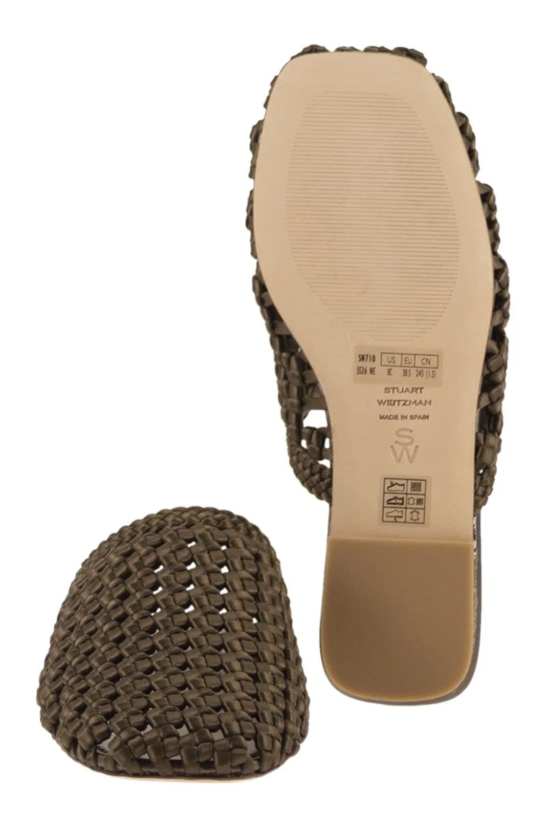 Stuart Weitzman Marina - Woven Satin Mules With Pointed