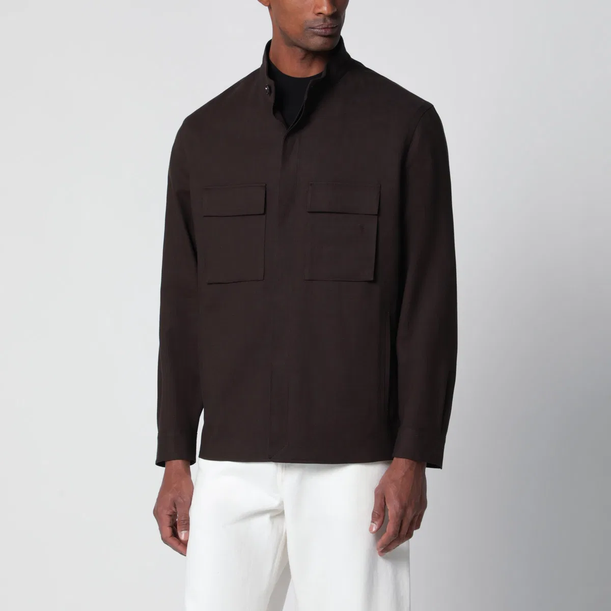 Ermenegildo Zegna Brown Linen Overshirt