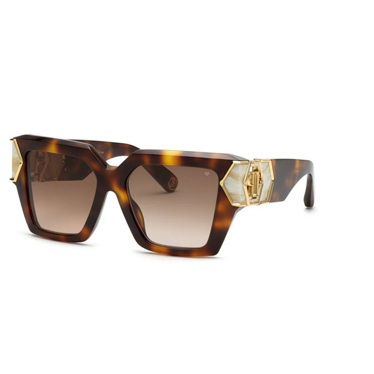 Philipp Plein Havana Acetate+Metal Sunglasses