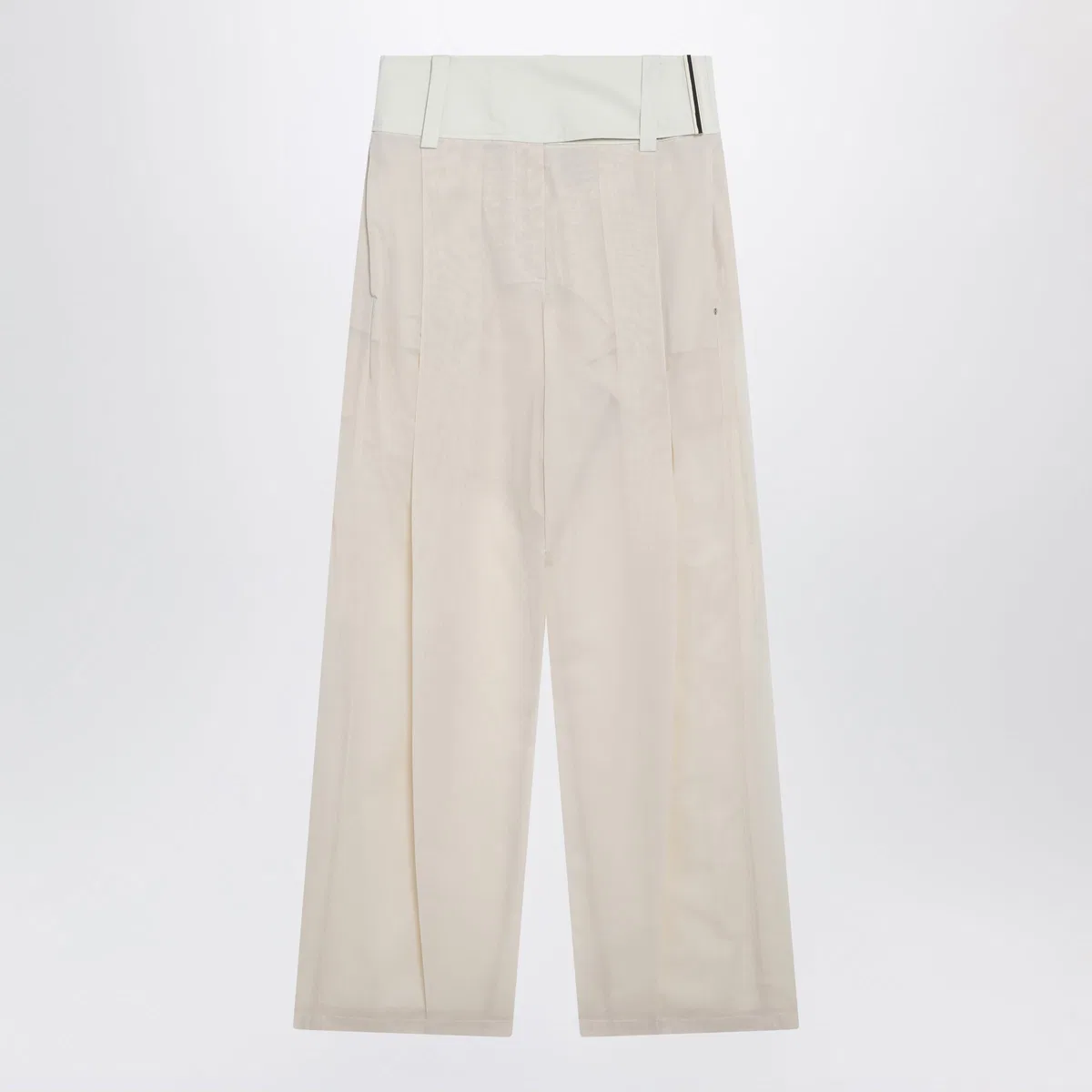 Max Mara Sportmax Wideleg Trousers In Ecru Organza Cotton 