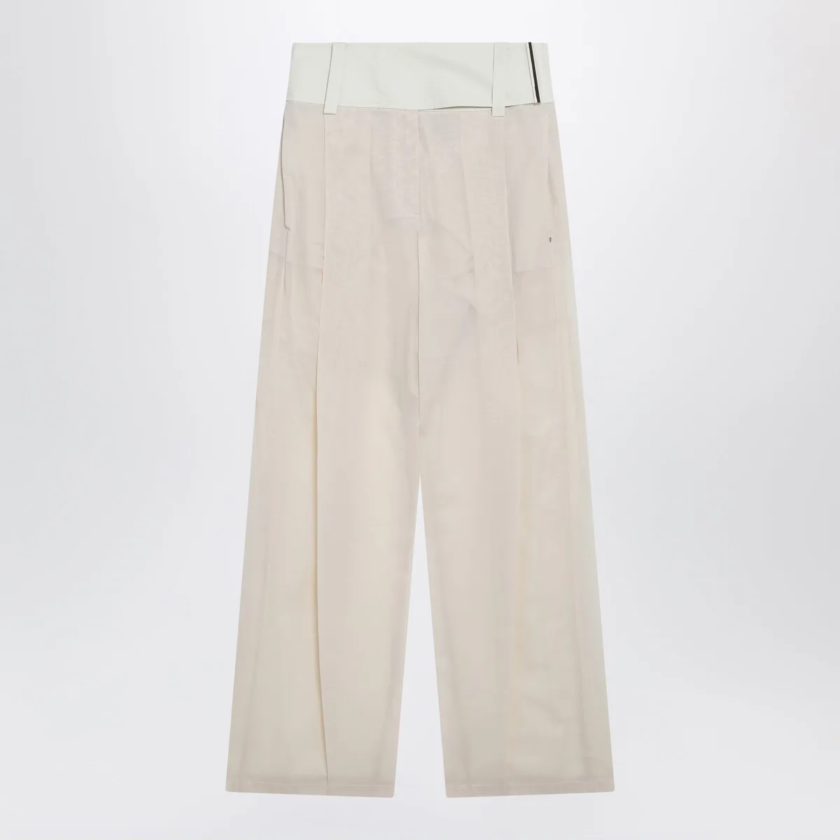 Sportmax Wide-Leg Trousers In Ecru Organza Cotton