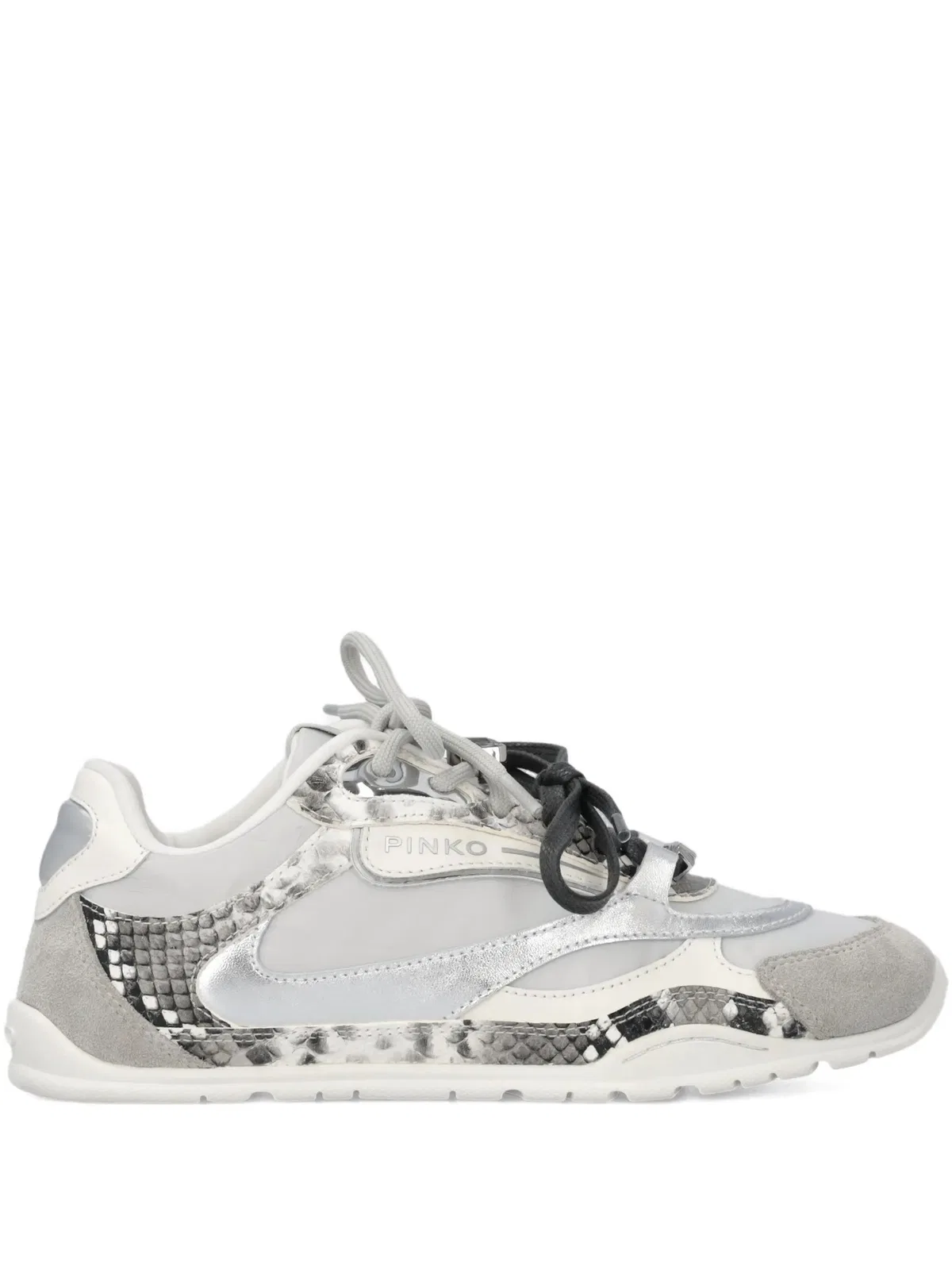 Pinko Mesh And Leather Sneakers With Python Pr