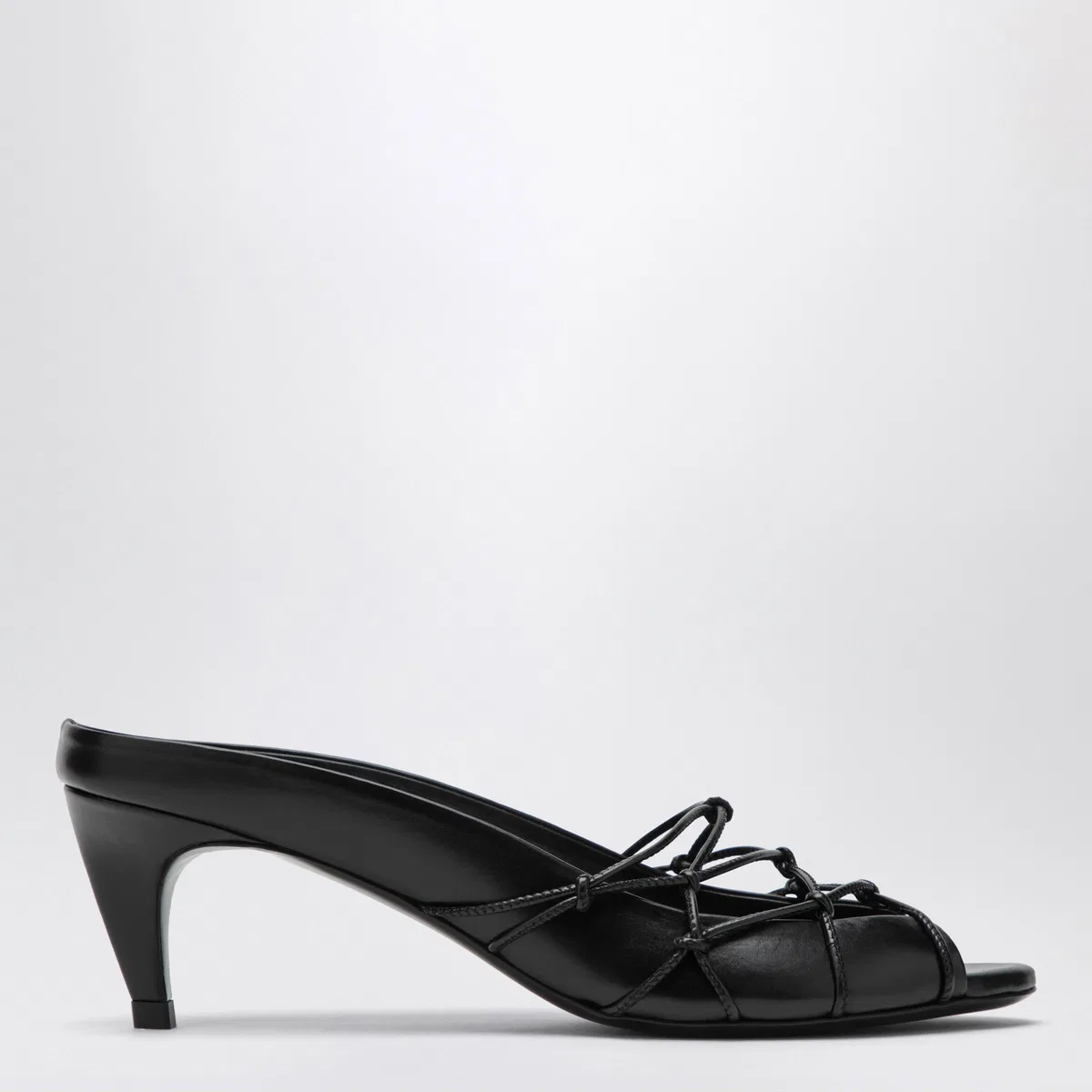 Jude Knotty Black Leather Slide Sandals
