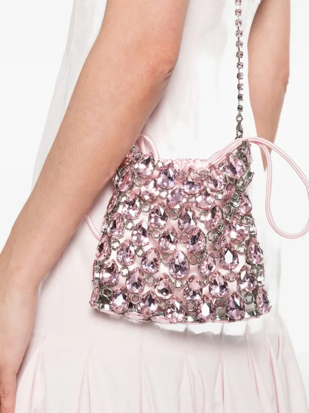 Self-Portrait Silver Crystal Chainmail Mini Bag