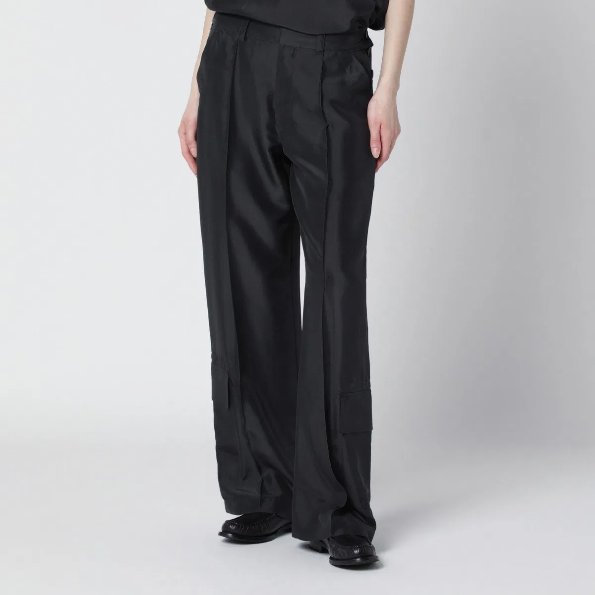 Durazzi Milano Dark Grey Silk Cargo Trousers
