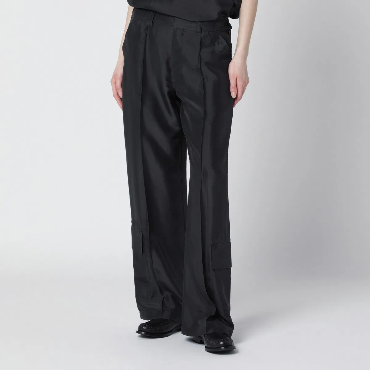Durazzi Milano Dark Grey Silk Cargo Trousers