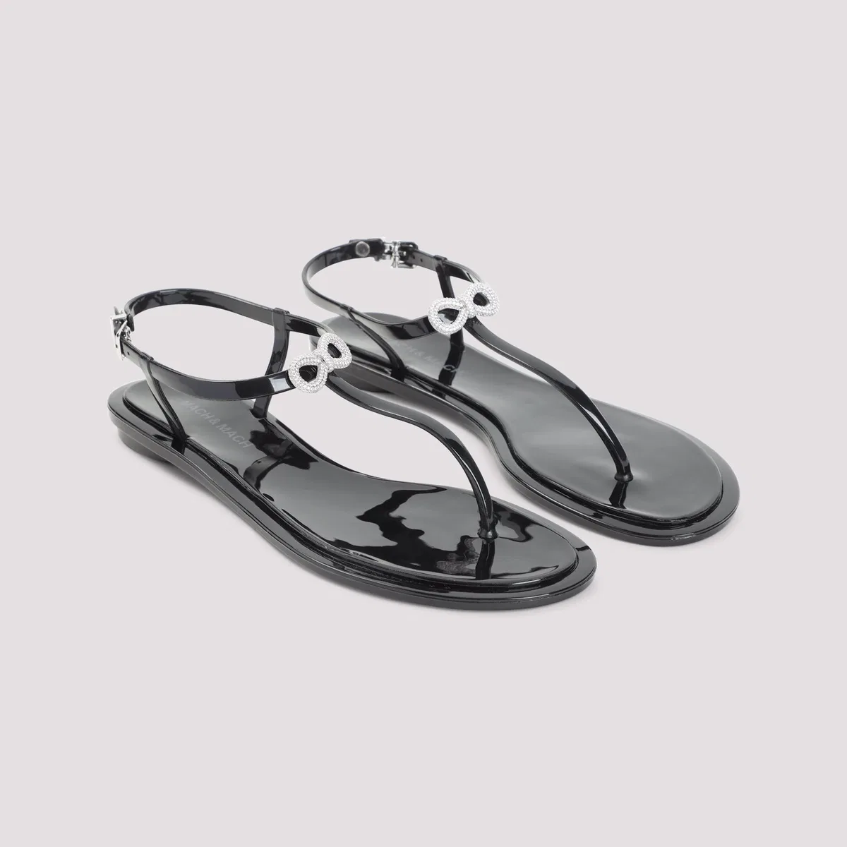 Mach Mach Mach & Mach Black Double Bow Pvc Sandals