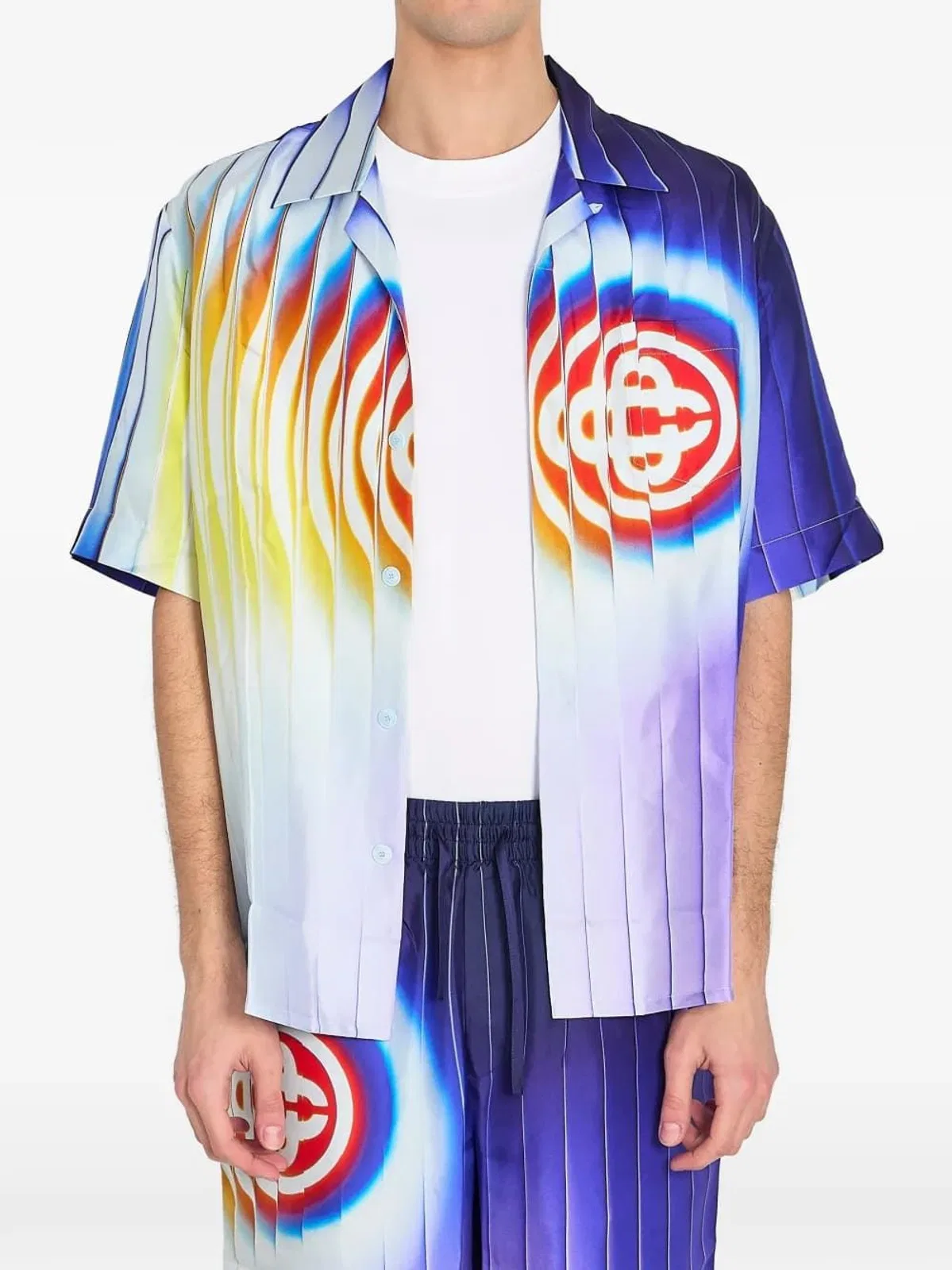 Casablanca Shockwave Short-Sleeve Silk Shirt