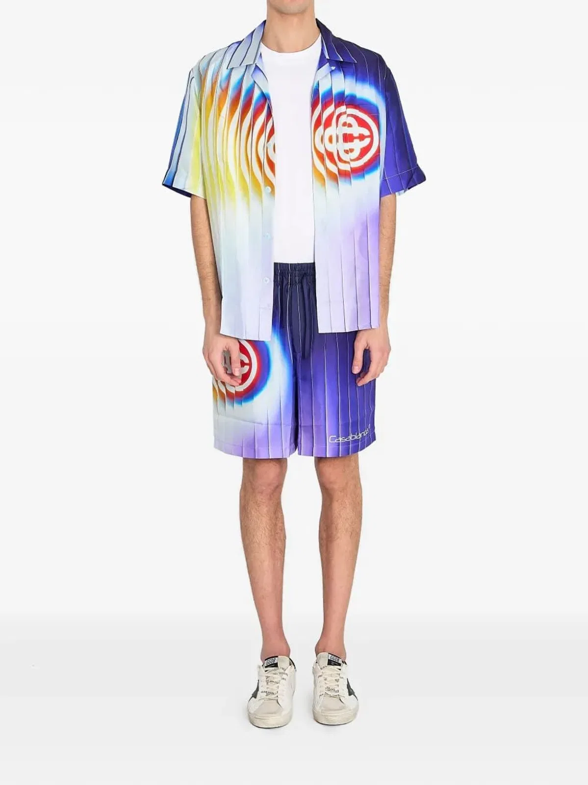 Casablanca Shockwave Short-Sleeve Silk Shirt