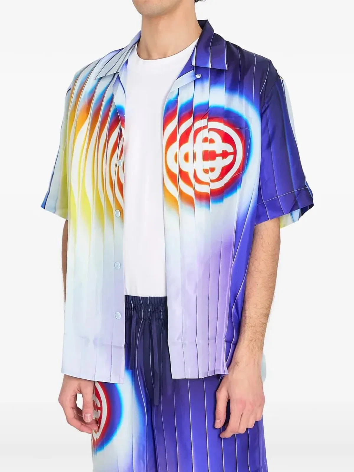 Casablanca Shockwave Short-Sleeve Silk Shirt