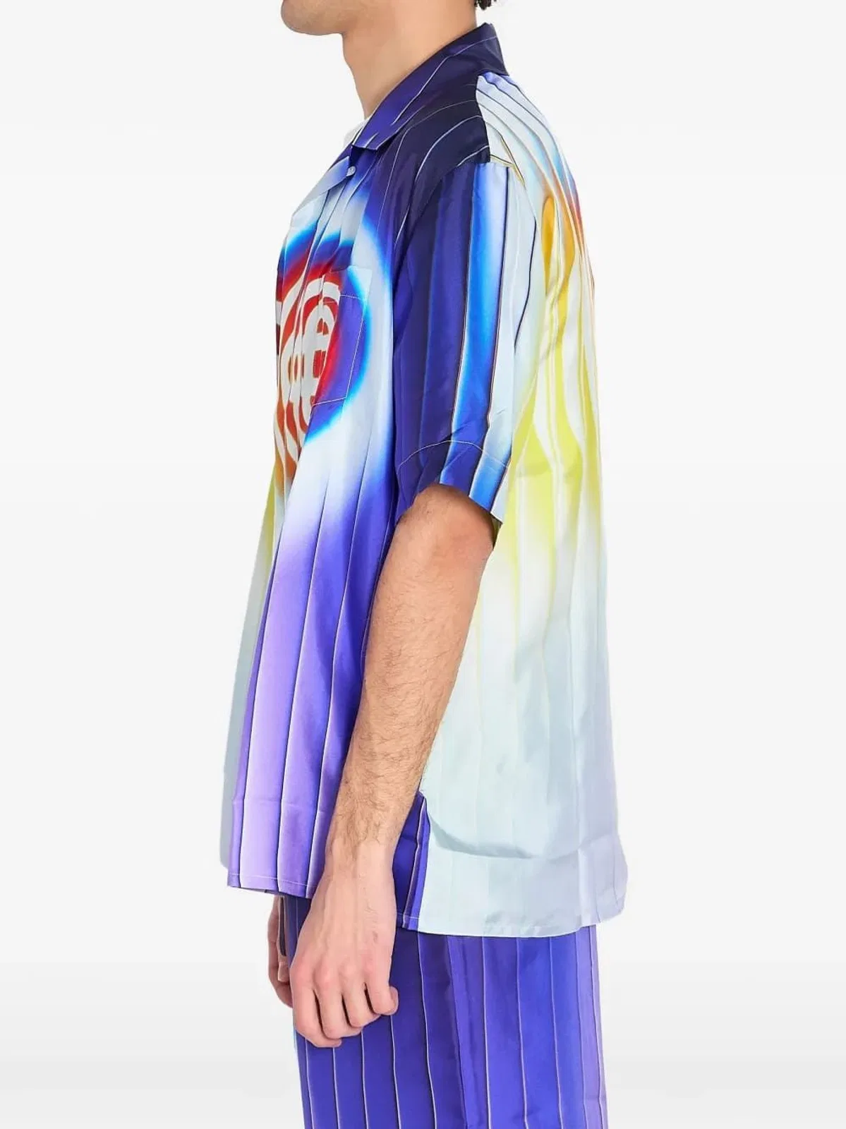 Casablanca Shockwave Short-Sleeve Silk Shirt