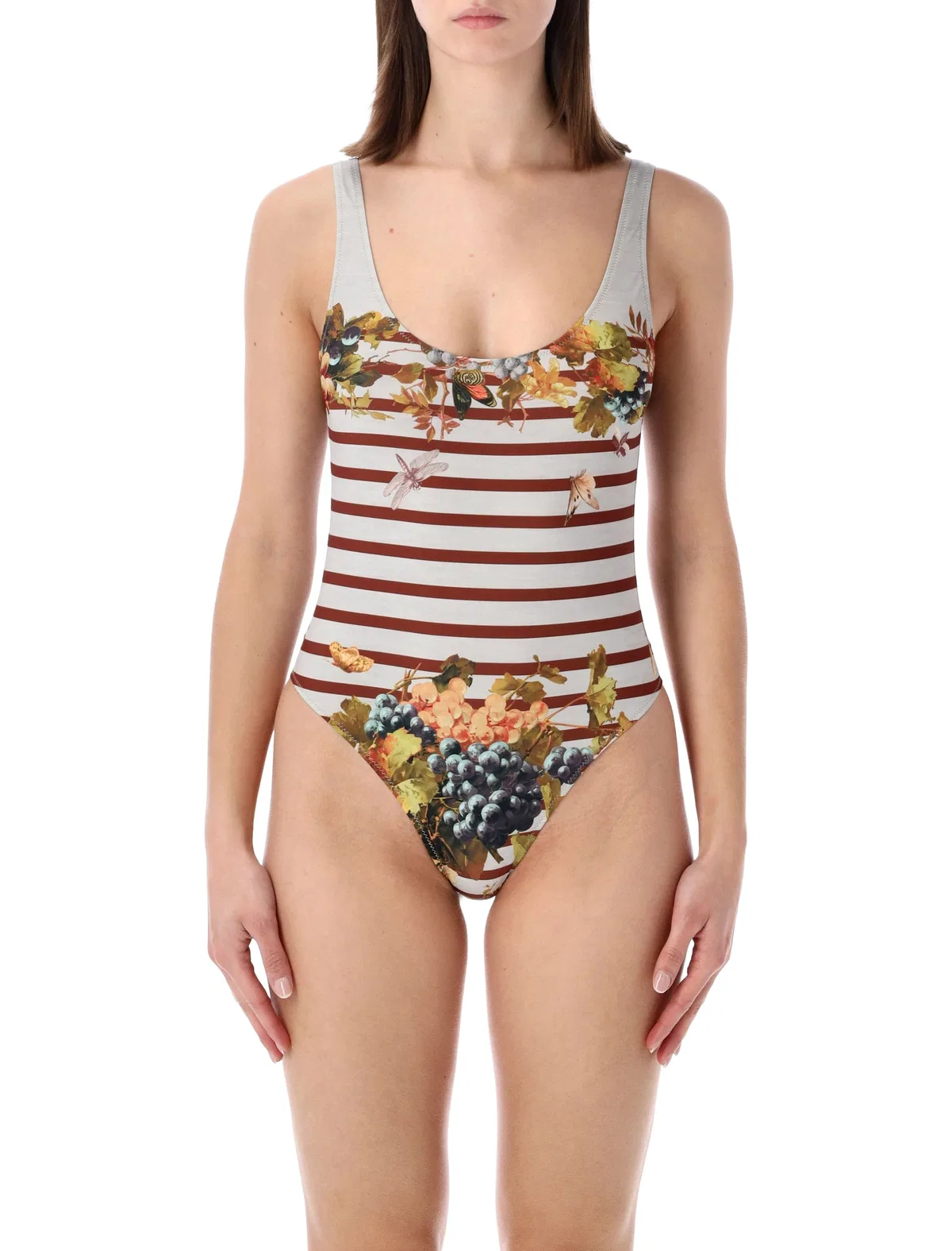 Jean Paul Gaultier Marinière Grape One-Piece Swimsuit