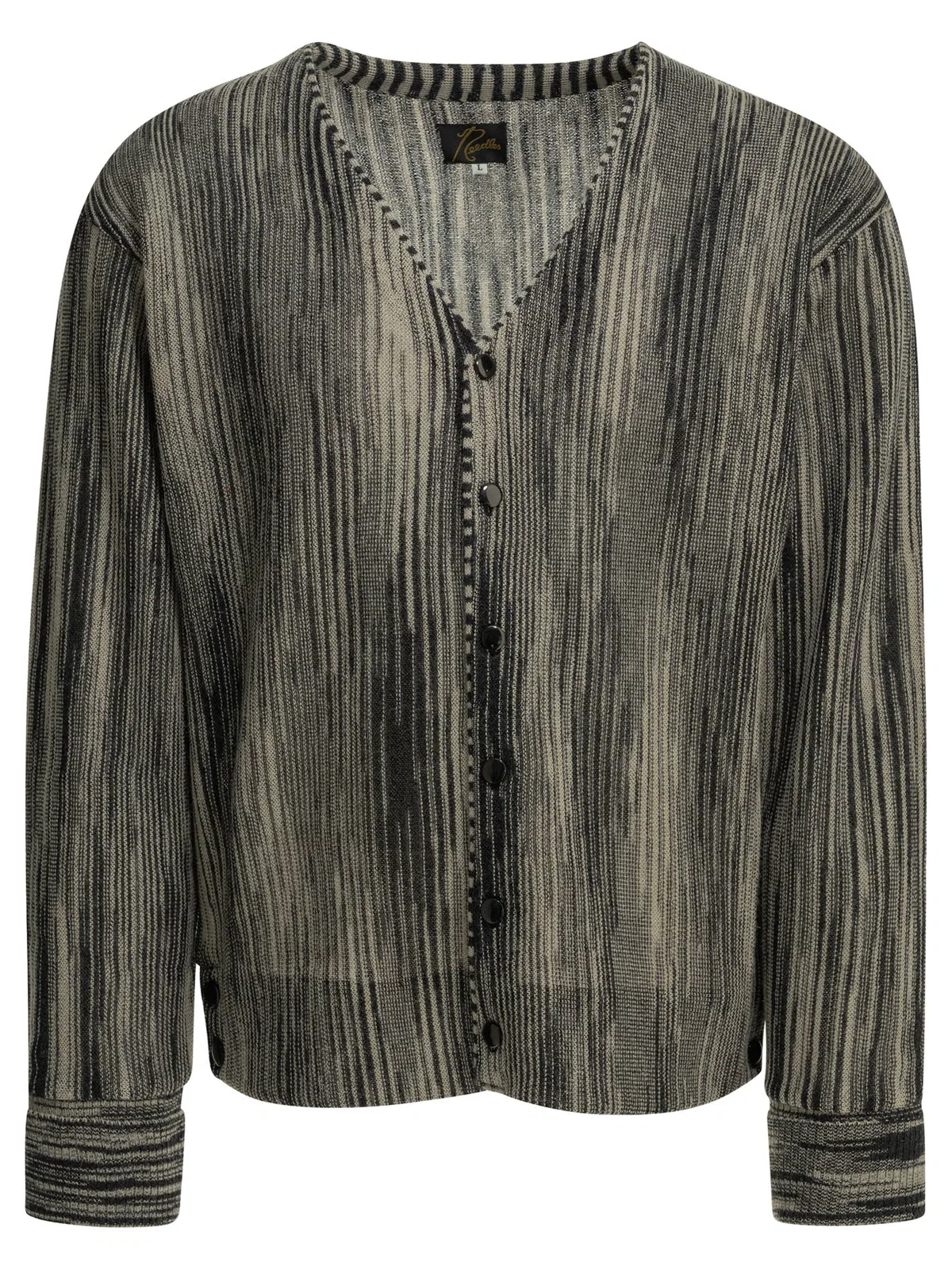 Needles Black Mohair Nylon Wool Striped Cardigan