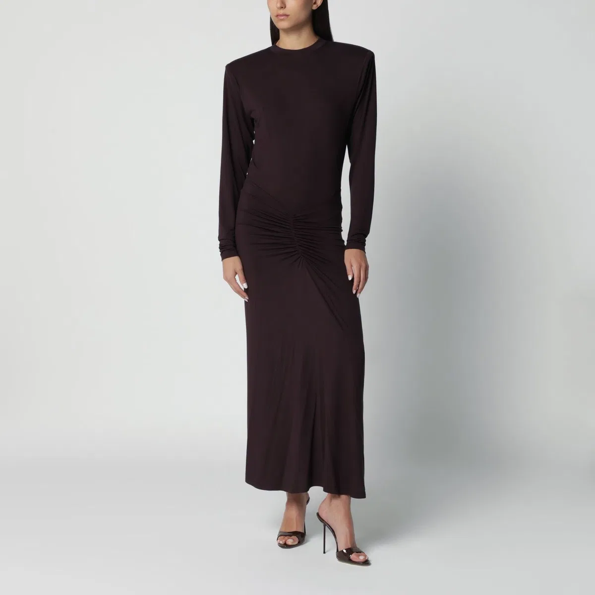 The Andamane Rouge Noir Maxi Dress With Waist Draping