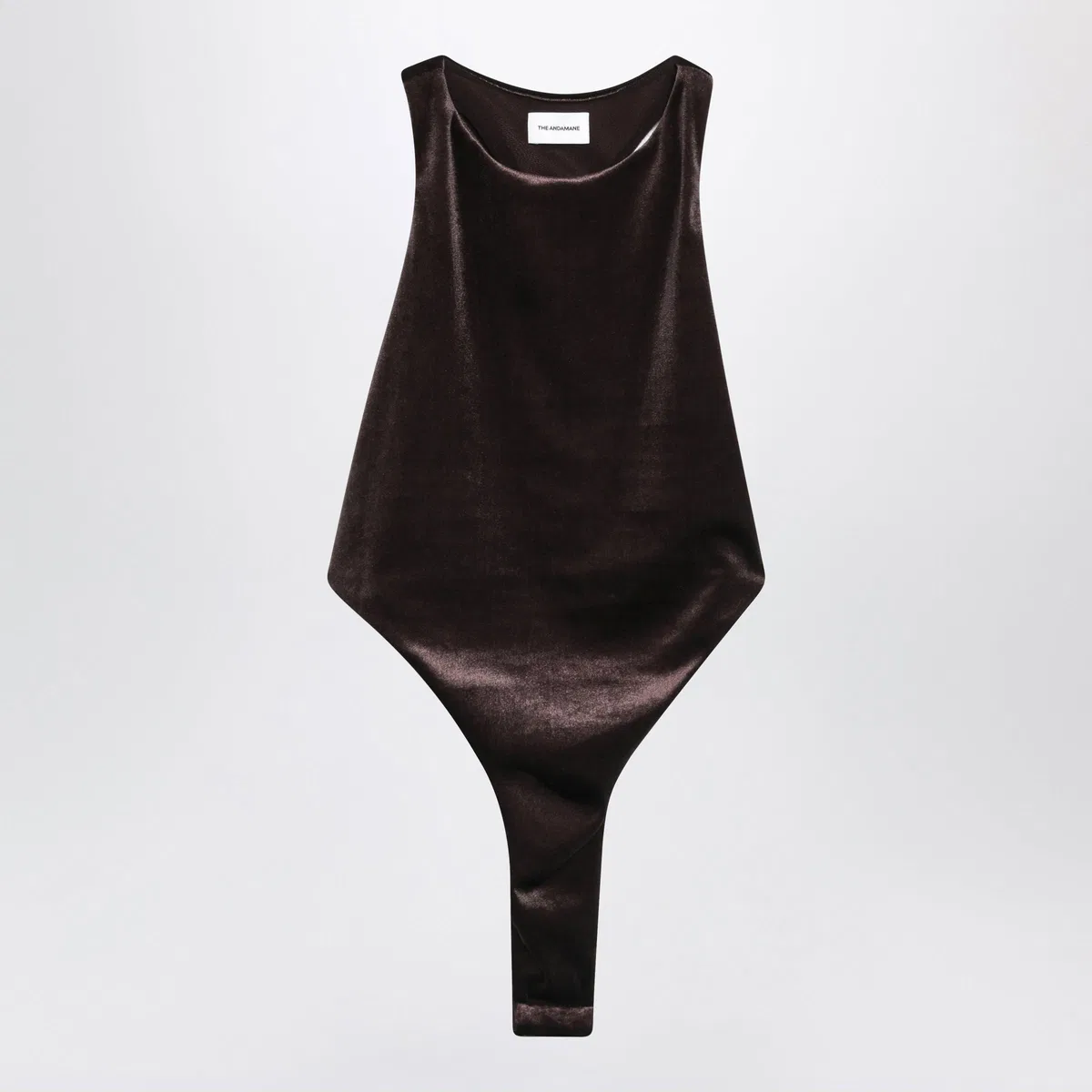The Andamane Brown Velvet-Effect Bodysuit