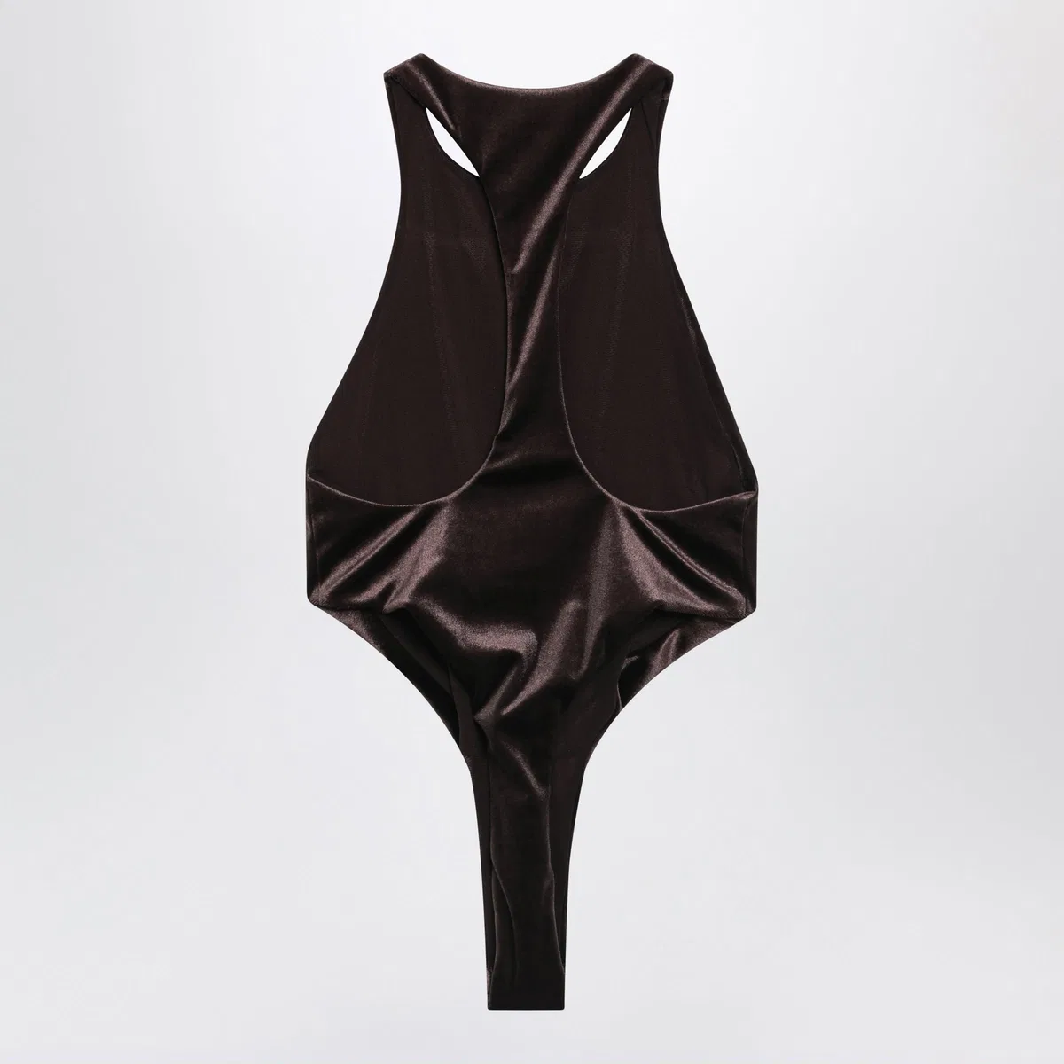The Andamane Brown Velvet-Effect Bodysuit