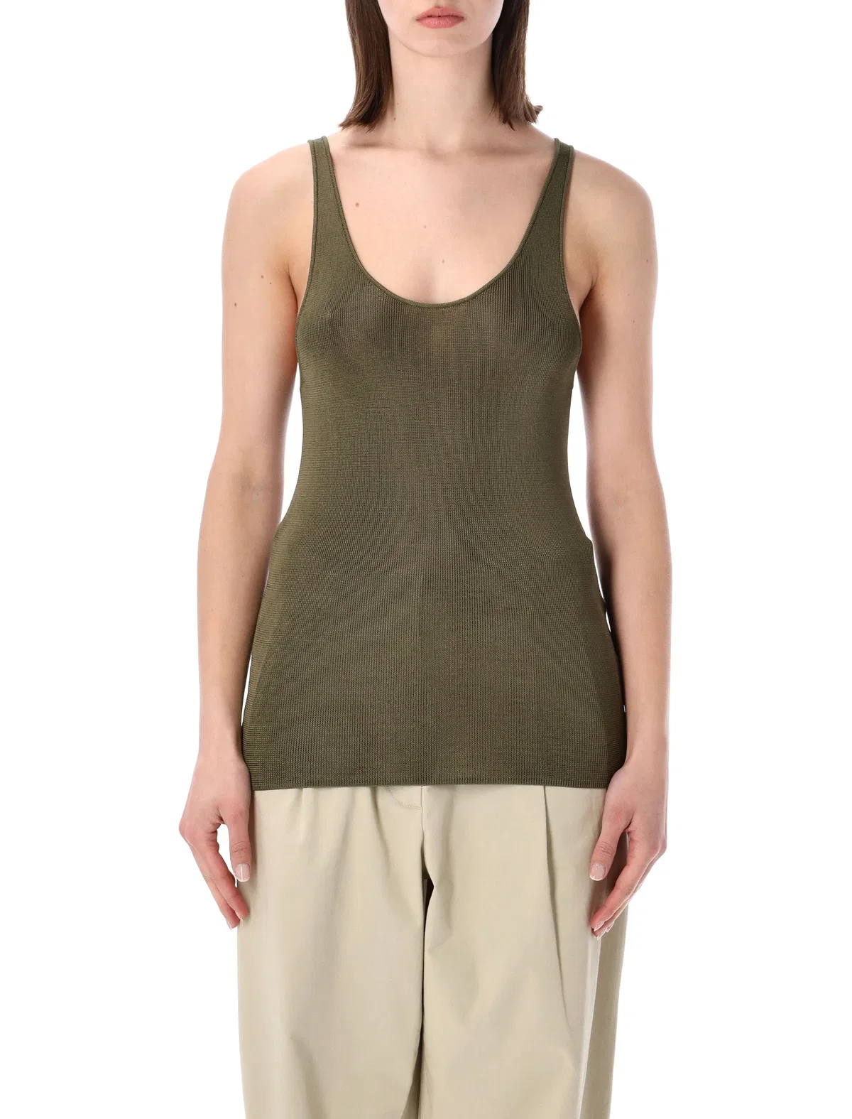 The Frankie Shop Rivo Knit Tank Top - Khaki
