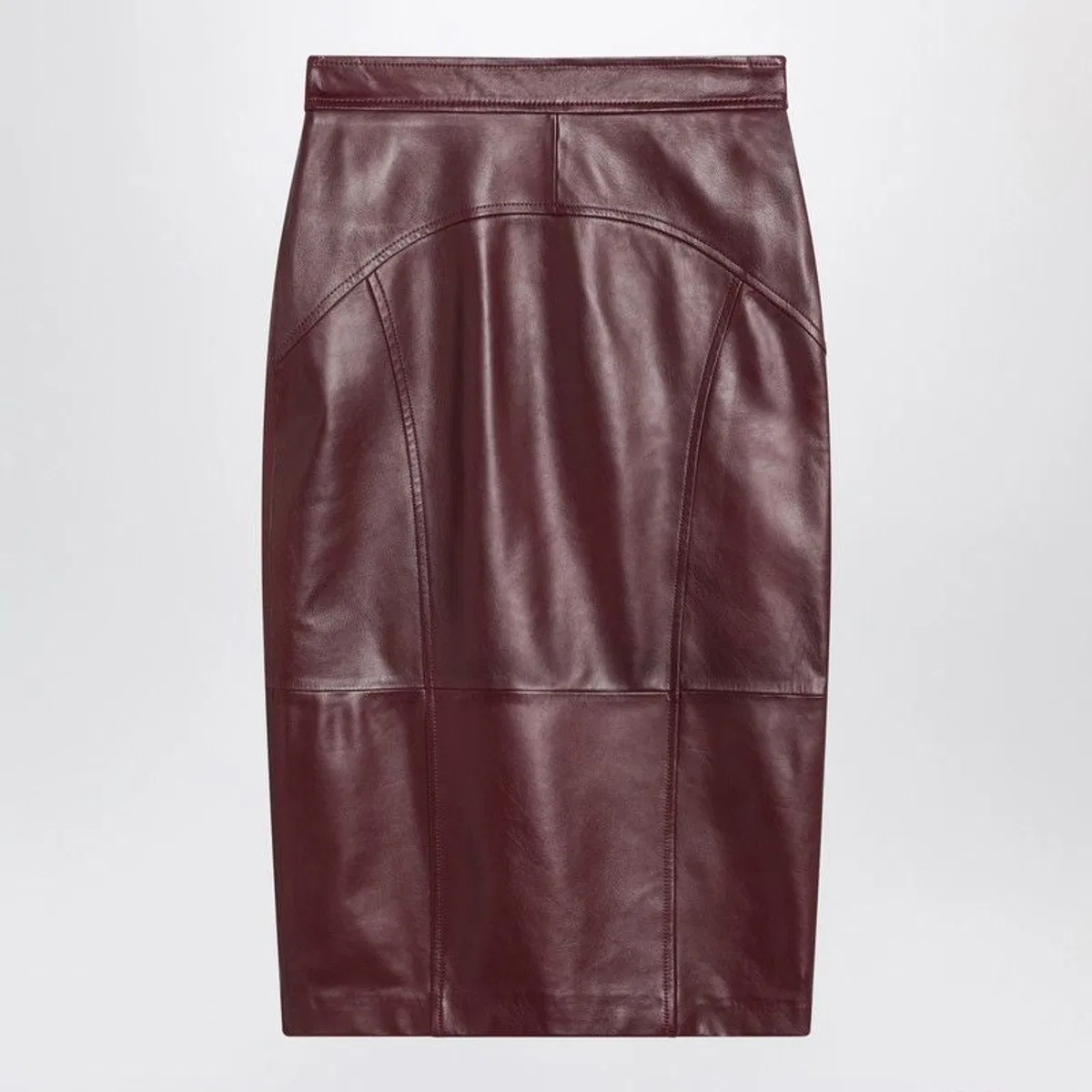Max Mara Studio Bordeaux Pencil Skirt In Nappa Leather