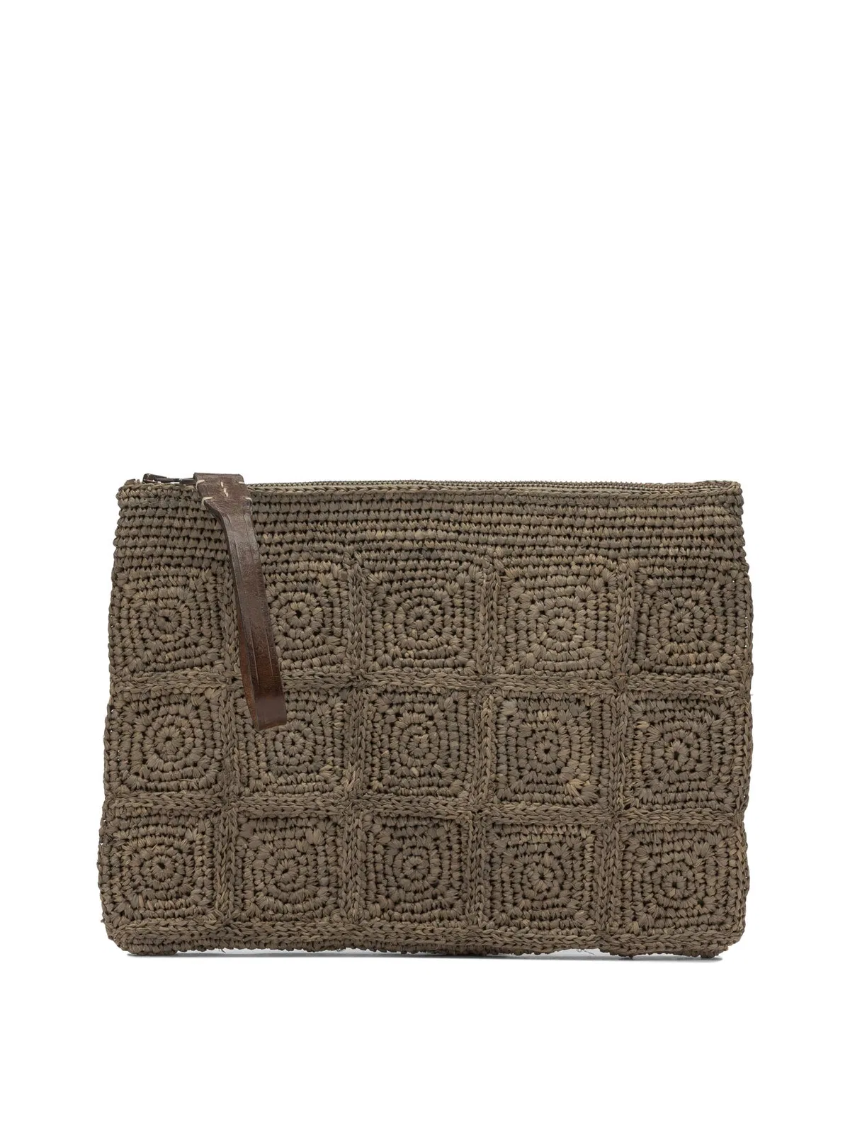 IBeliev Brown Raffia Leather Clutch