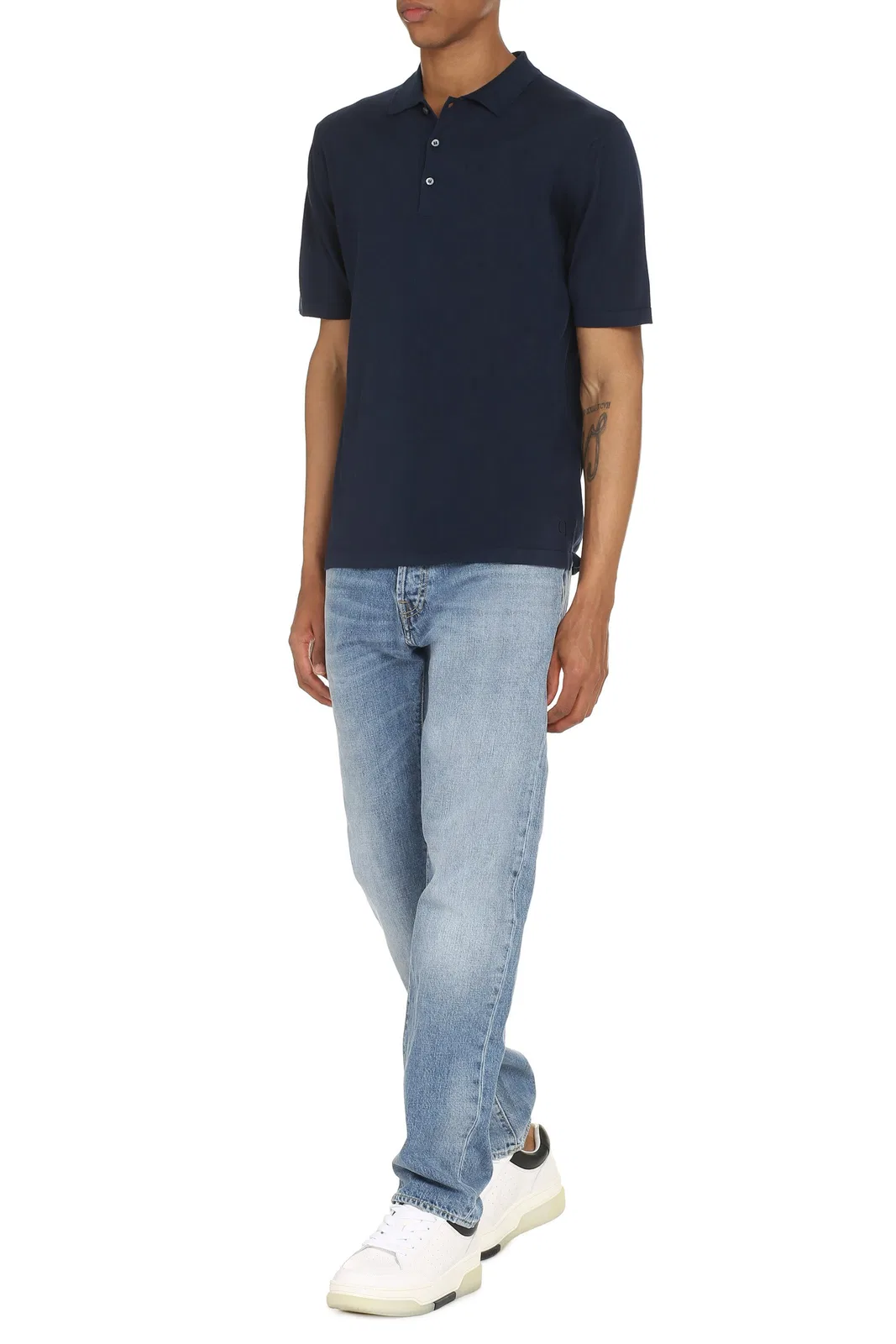 The (Alphabet) The (Knit) - Cotton Knit Polo Shirt