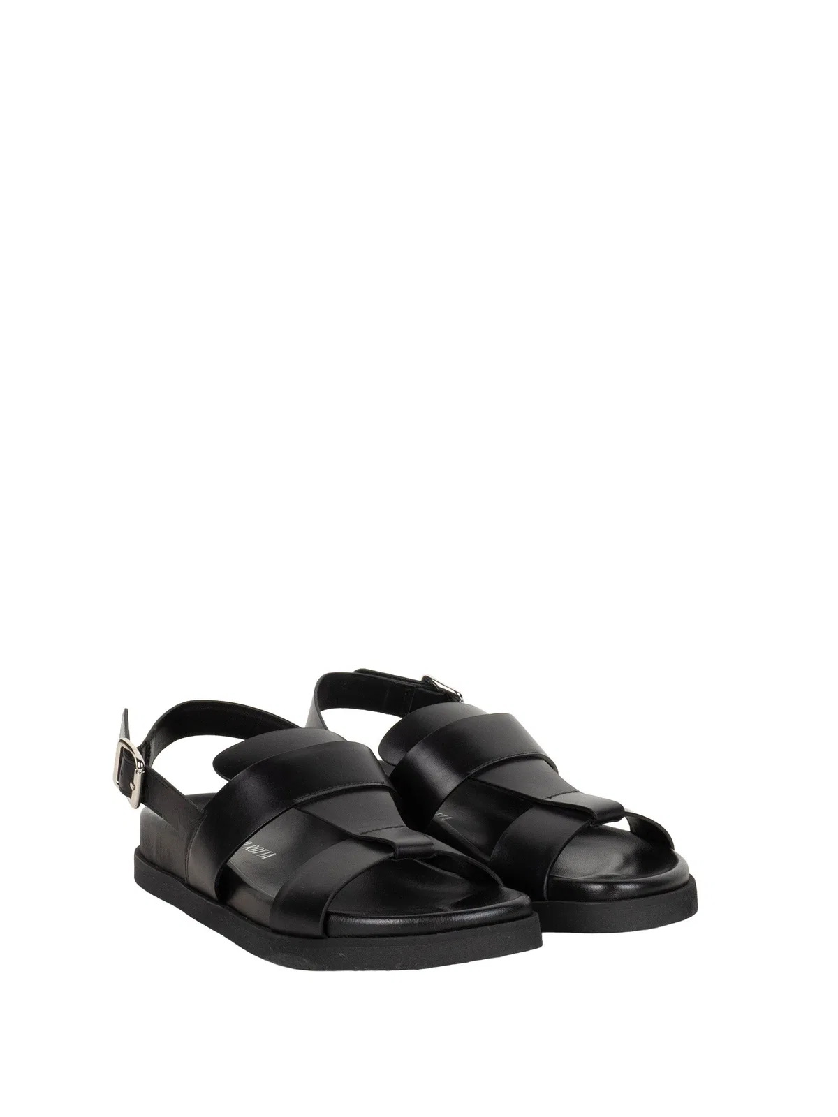 Guglielmo Rotta Buckle-Strap Leather Sandals Black