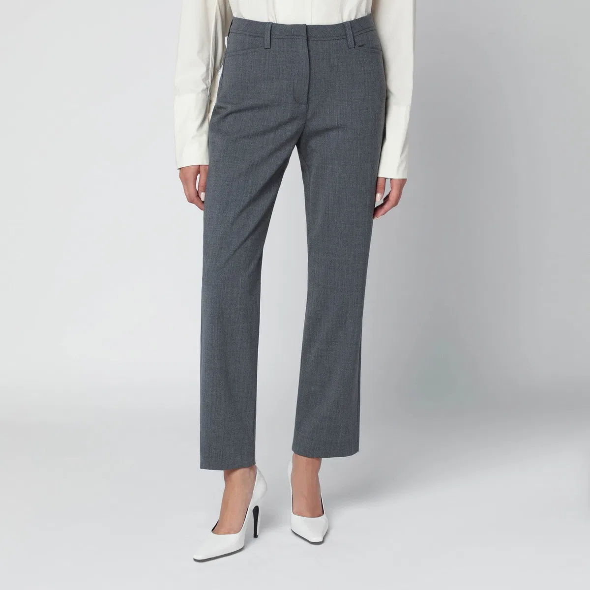 The Latest Thelatest Grey Wool-Blend Trousers