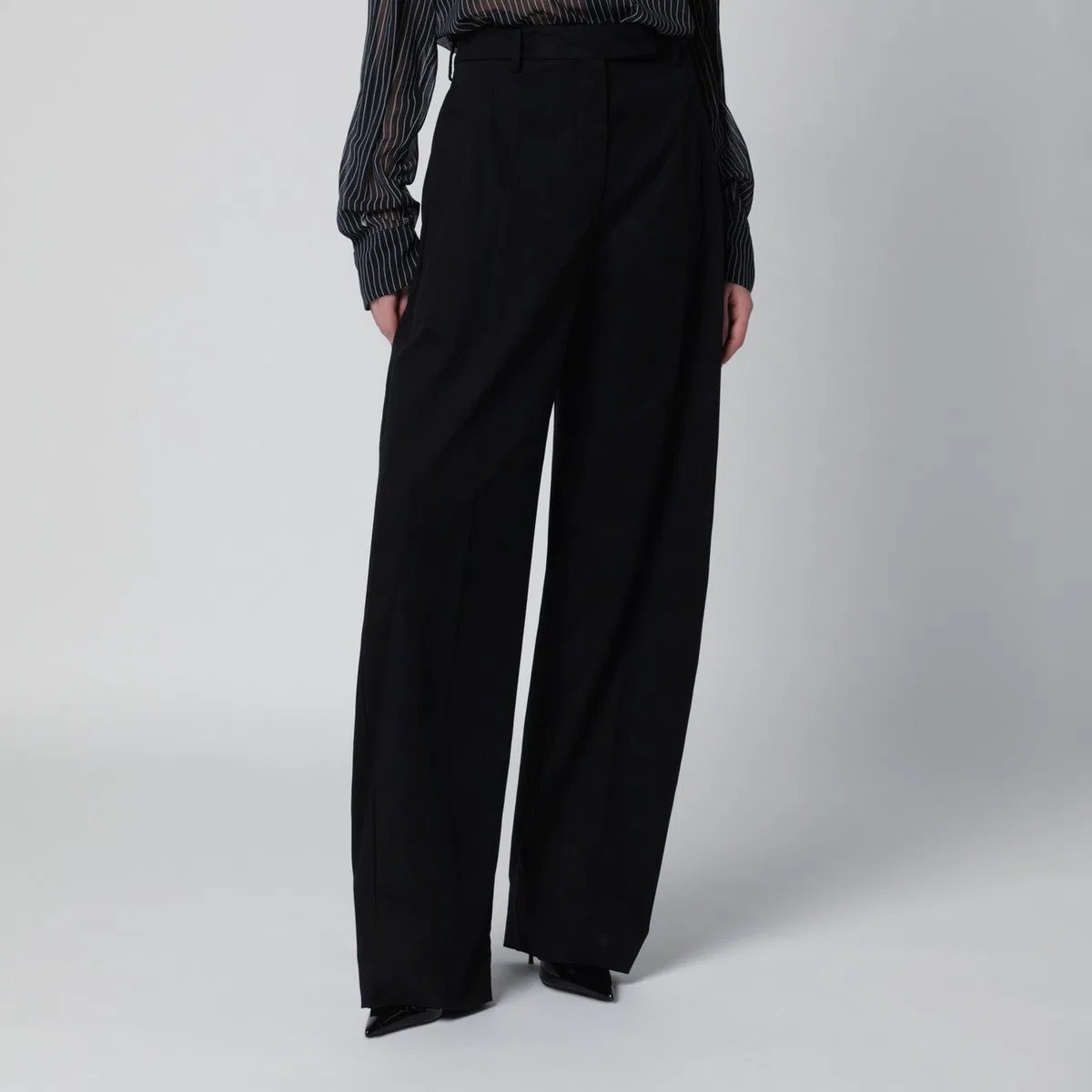 The Latest Thelatest Black Cotton Palazzo Trousers