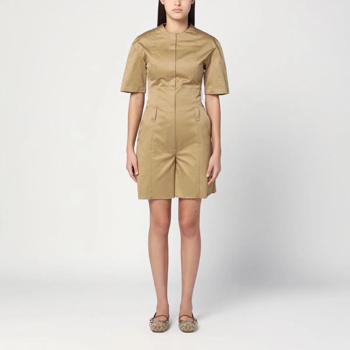 The Latest Camel-Coloured Short Jumpsuit In Cotton