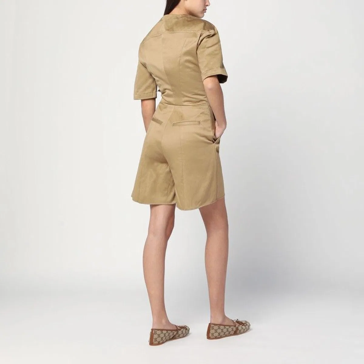 The Latest Camel-Coloured Short Jumpsuit In Cotton