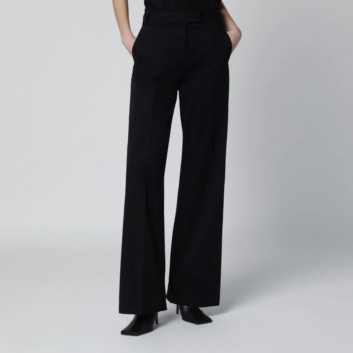 The Latest Thelatest Black Cotton Palazzo Trousers