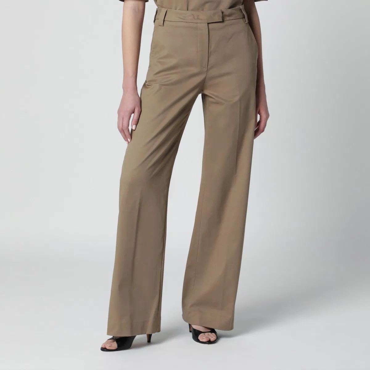The Latest Thelatest Cognac Cotton Palazzo Trousers