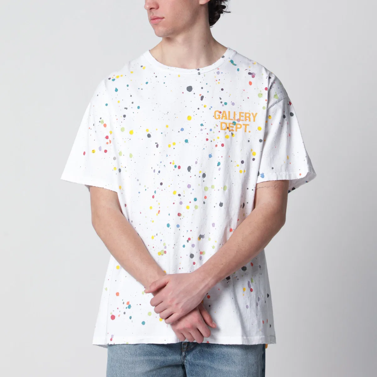 Gallery Dept. White Tshirt With Logo Print And Splashe
