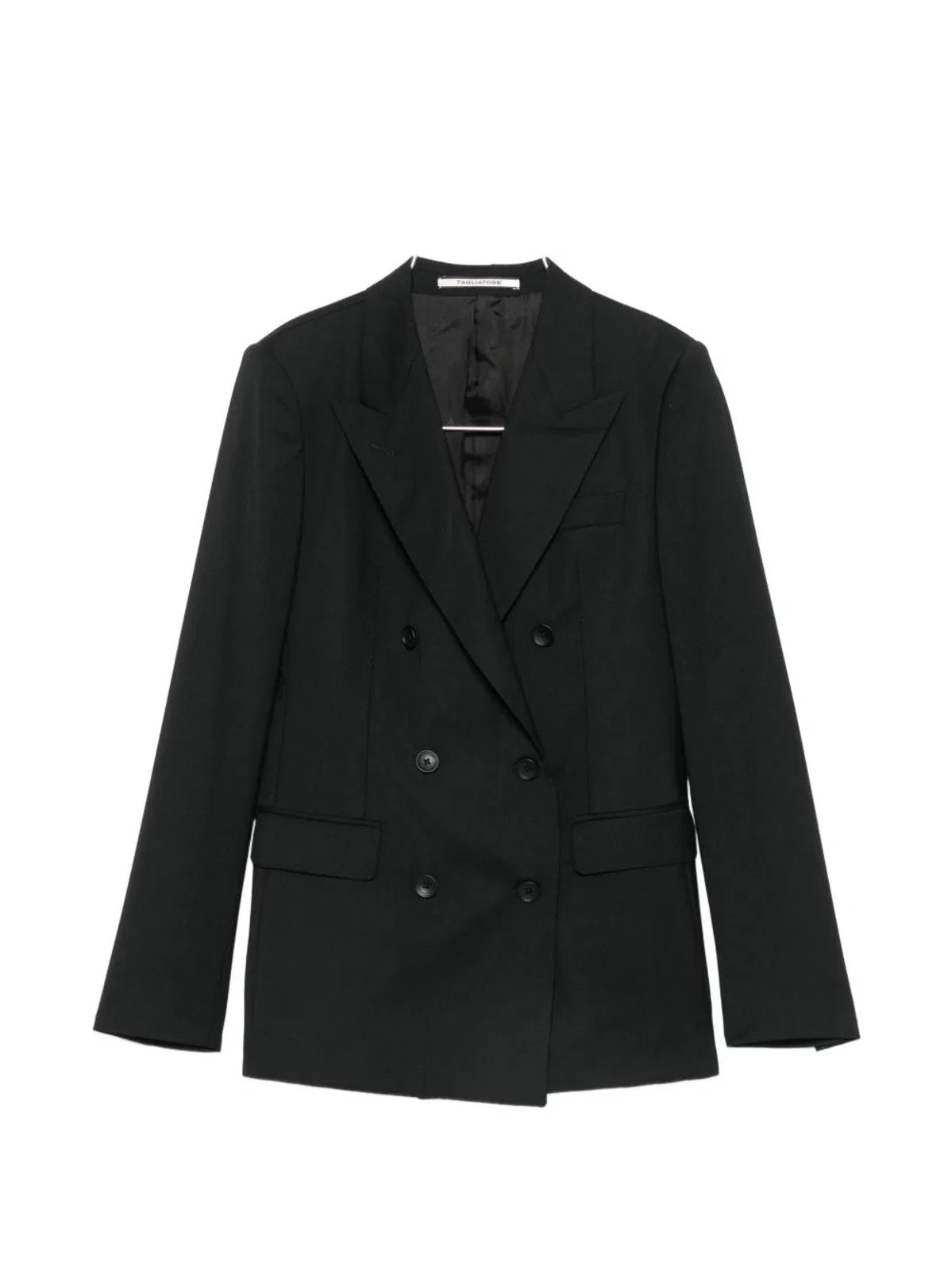 Tagliatore Black Peak Lapels Double-Breasted Button