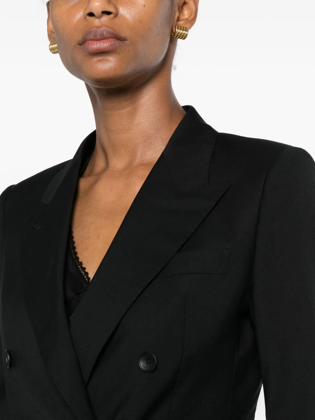 Tagliatore Black Peak Lapels Double-Breasted Button