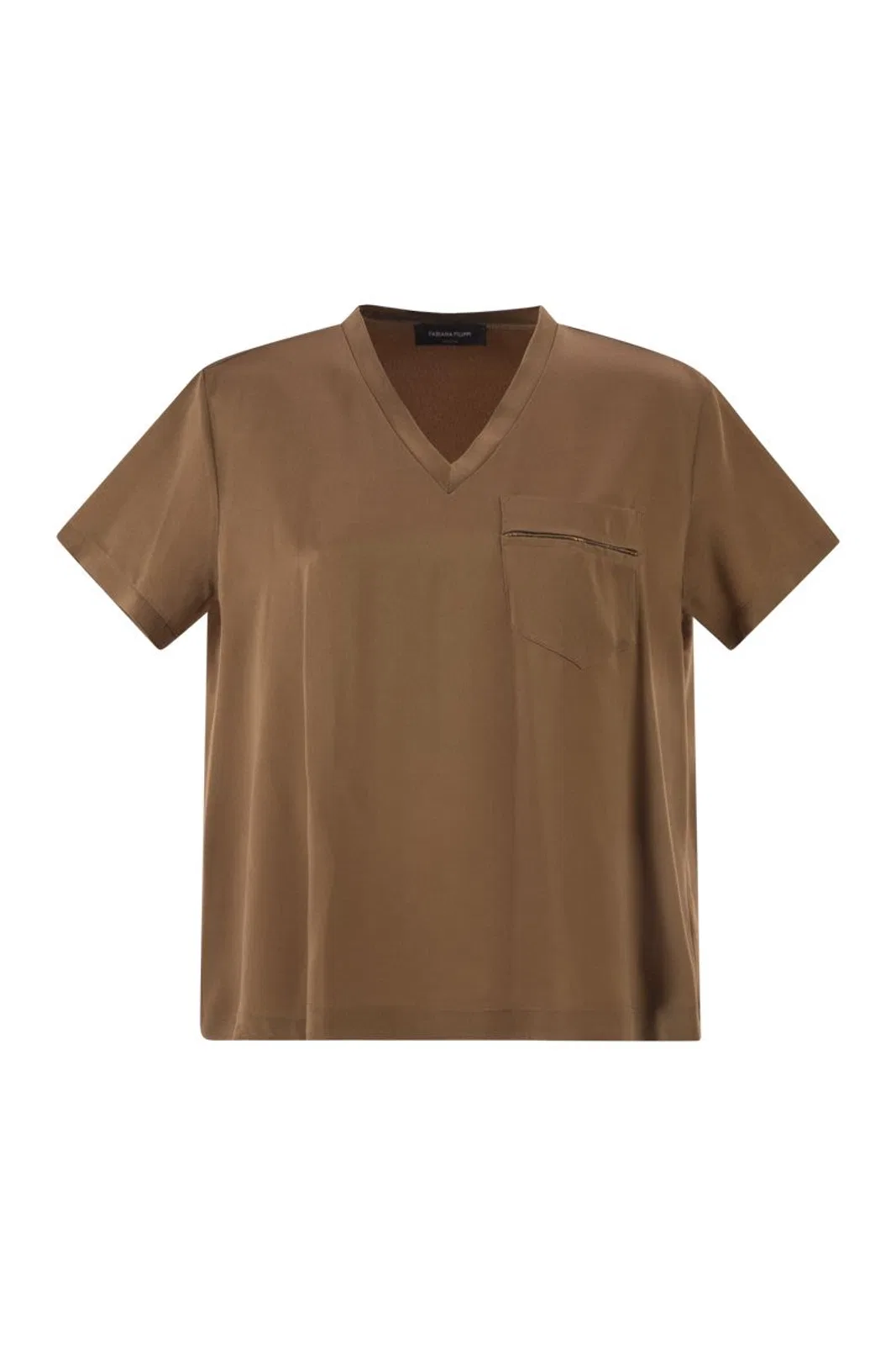 Fabiana Filippi V-Neck Satin Top With Elegant Pocket