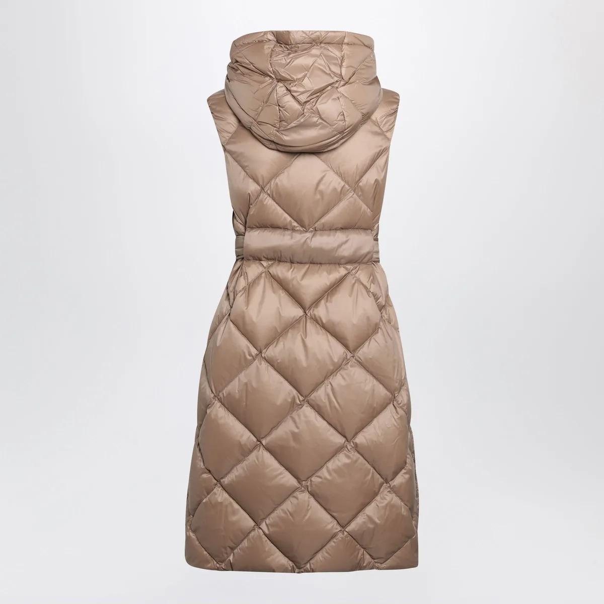 Max Mara The Cube Camel Belted Sleeveless Down Jacket