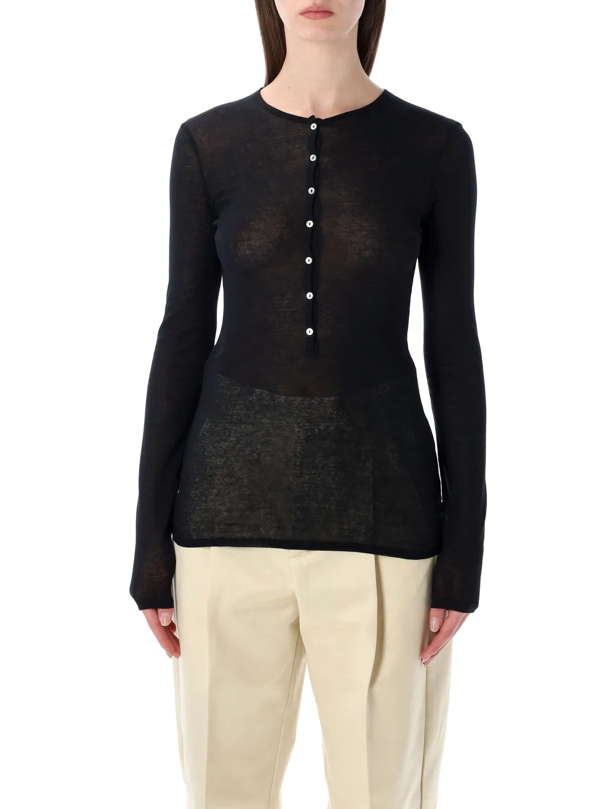Soeur Isabella Long-Sleeve Sheer Cotton Top