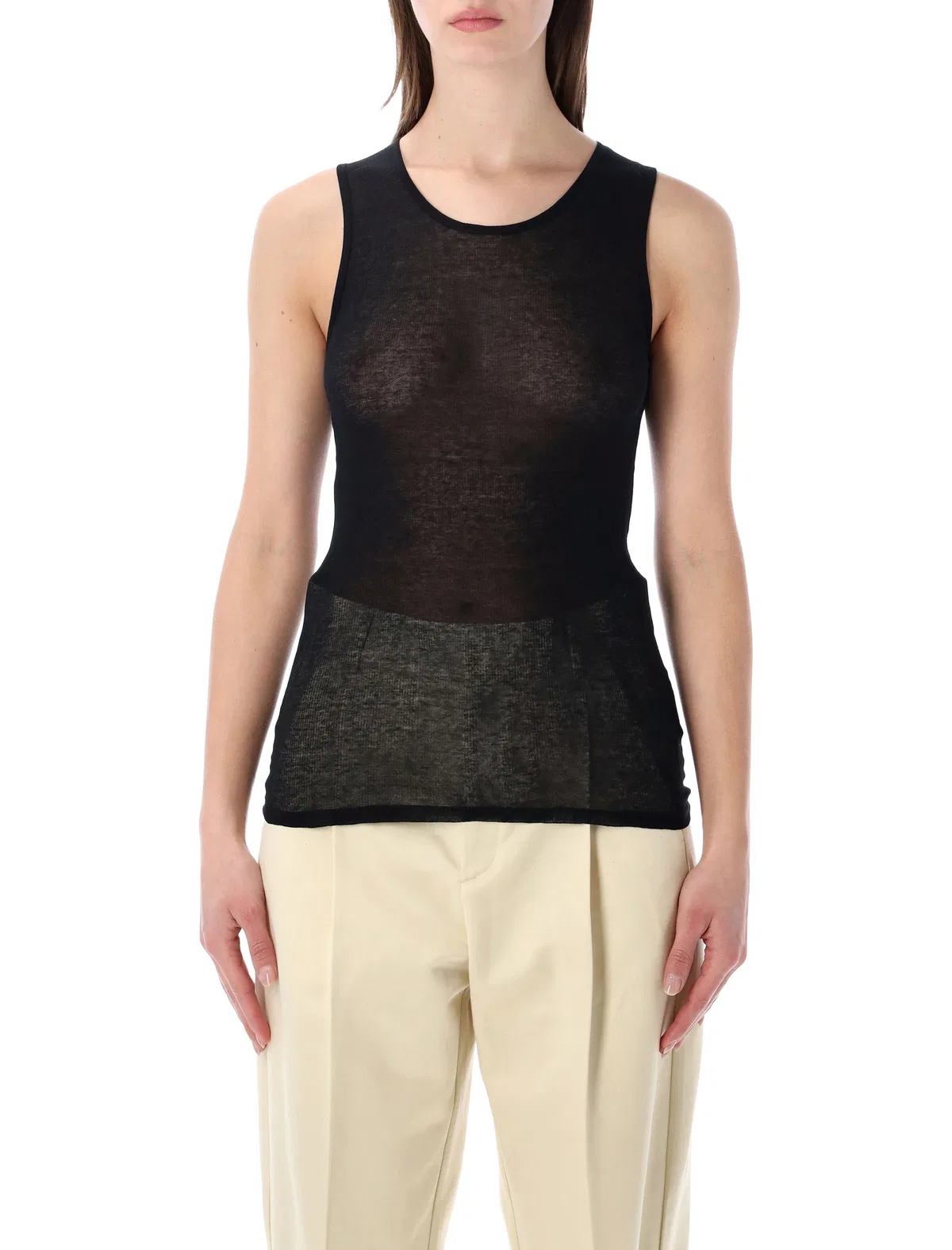 Soeur Isis Sleeveless Sheer Cotton Top