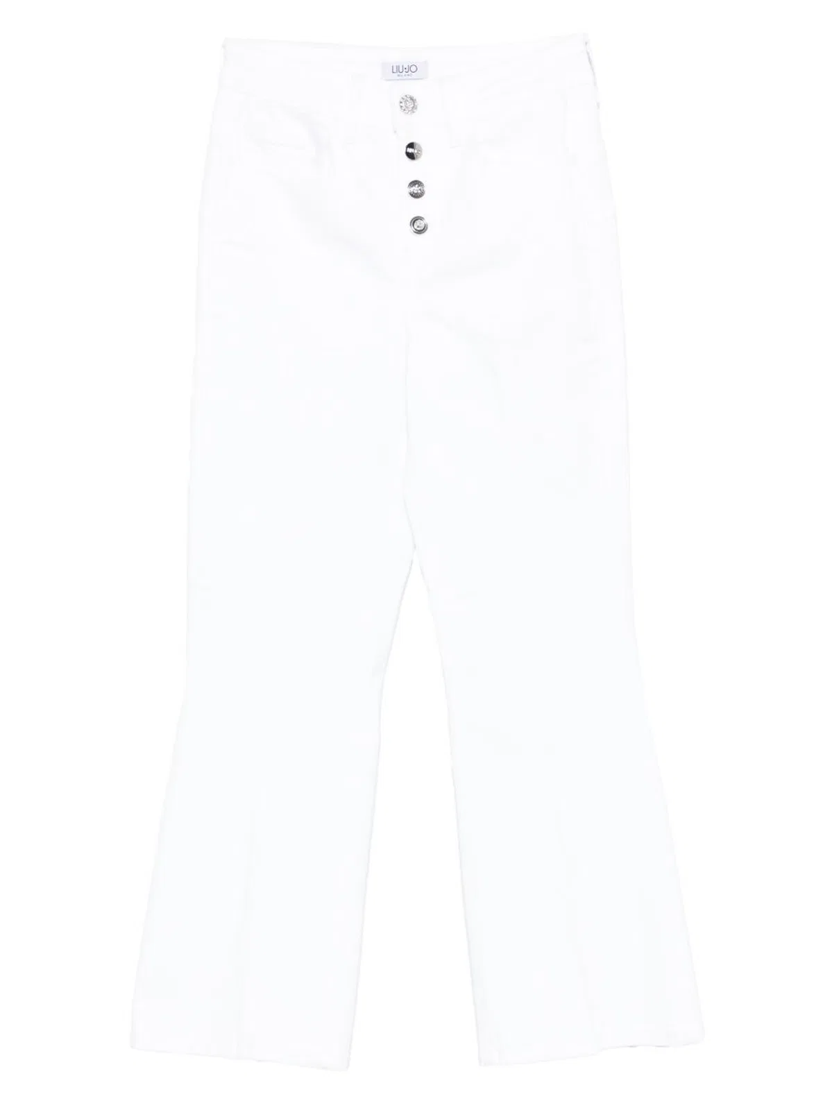Liu Jo White Jeans With Silver Logo Buttons
