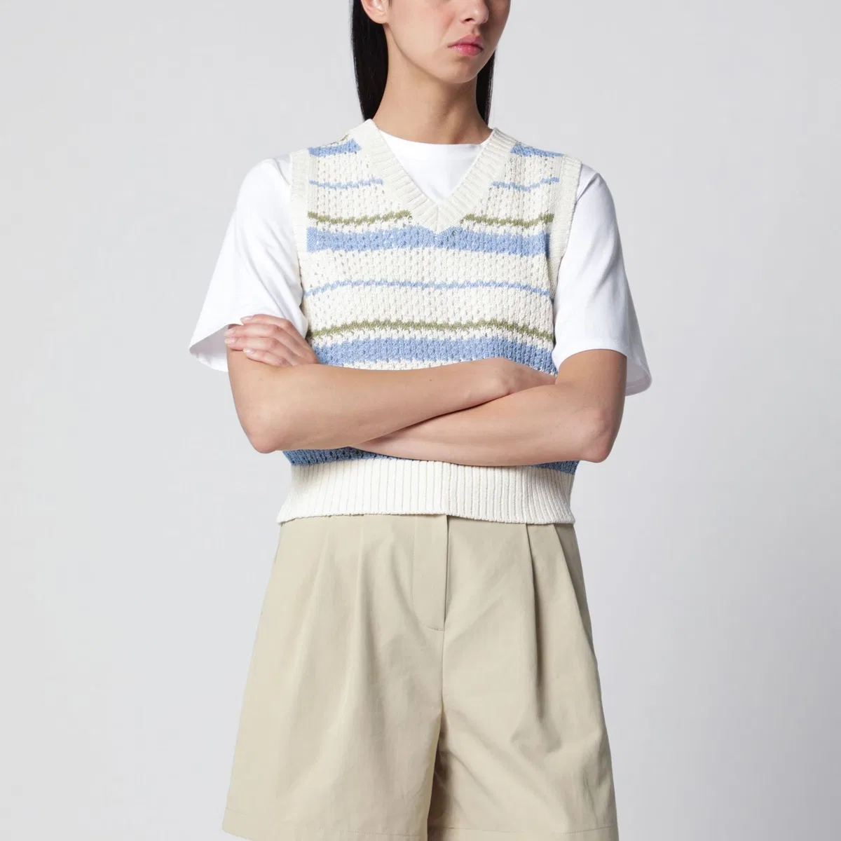 Dunst Ivory/Green/Light Blue Striped Crochetef