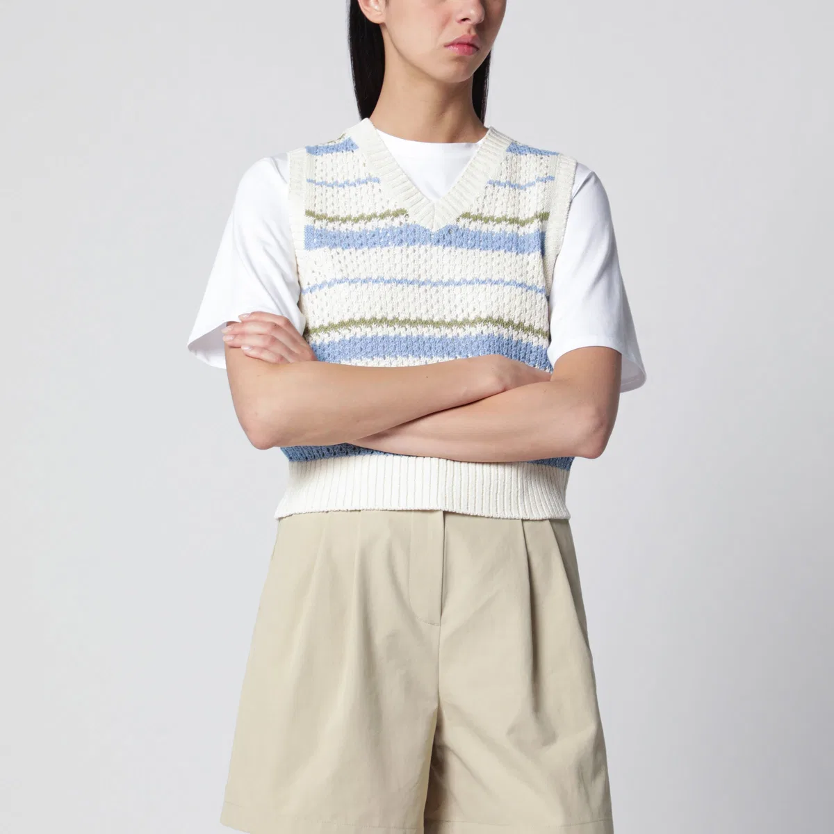 Dunst Ivory/Green/Light Blue Striped Crochet-E