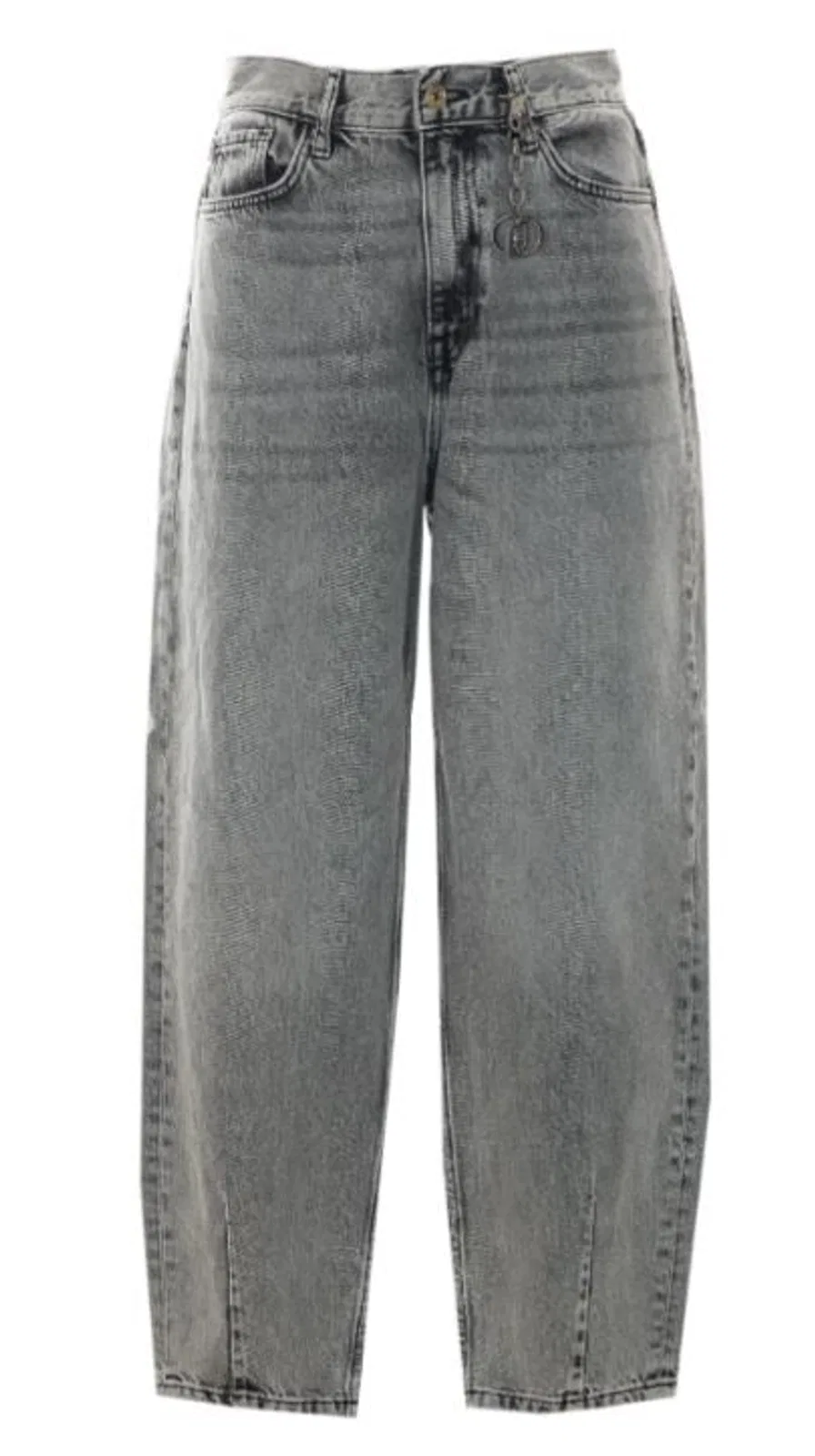 Liu Jo Grey Acid Wash Logo-Charm Trousers