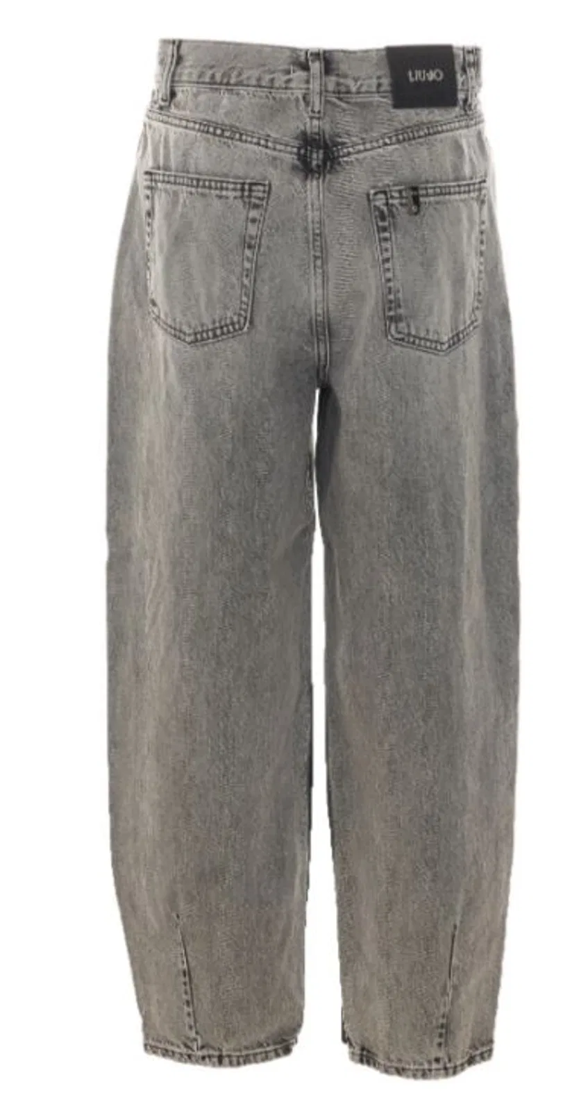Liu Jo Grey Acid Wash Logo-Charm Trousers