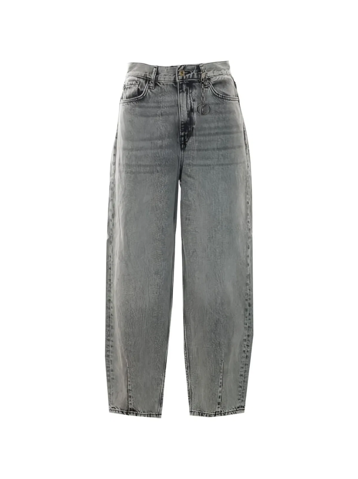 Liu Jo Grey Acid Wash Logo-Charm Trousers