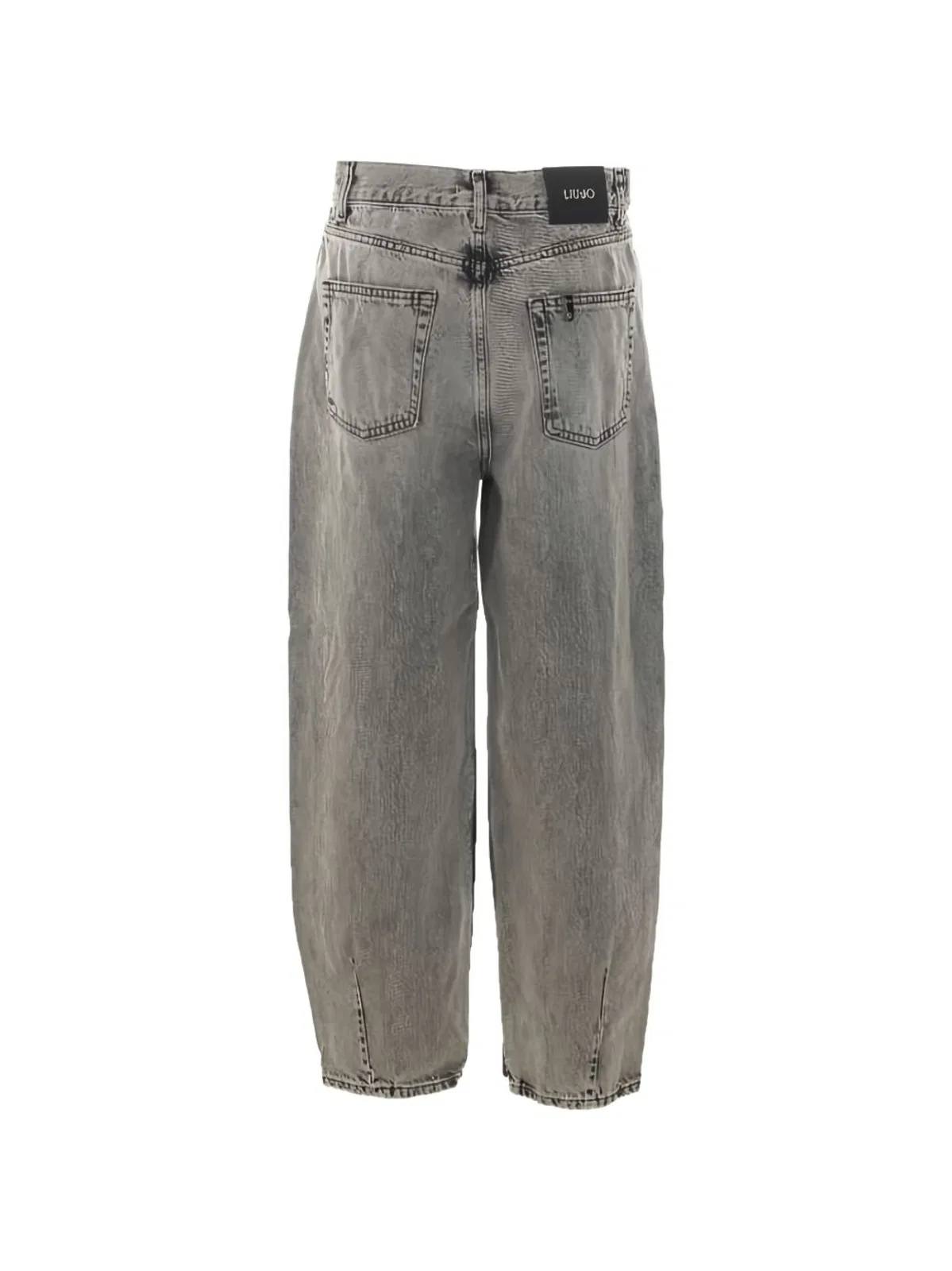 Liu Jo Grey Acid Wash Logo-Charm Trousers