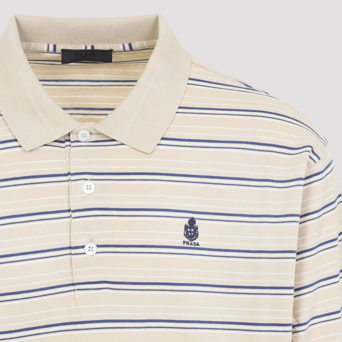 Prada Deserto Royal Striped Piqué Polo