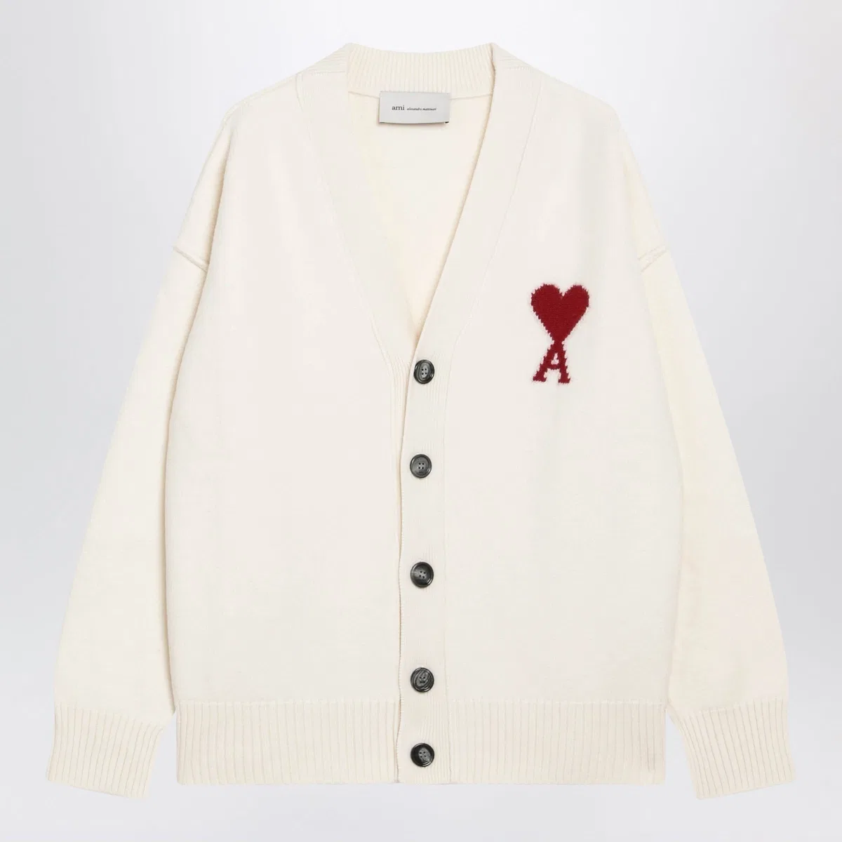 Ami paris Ami De Coeur White Wool Cardigan