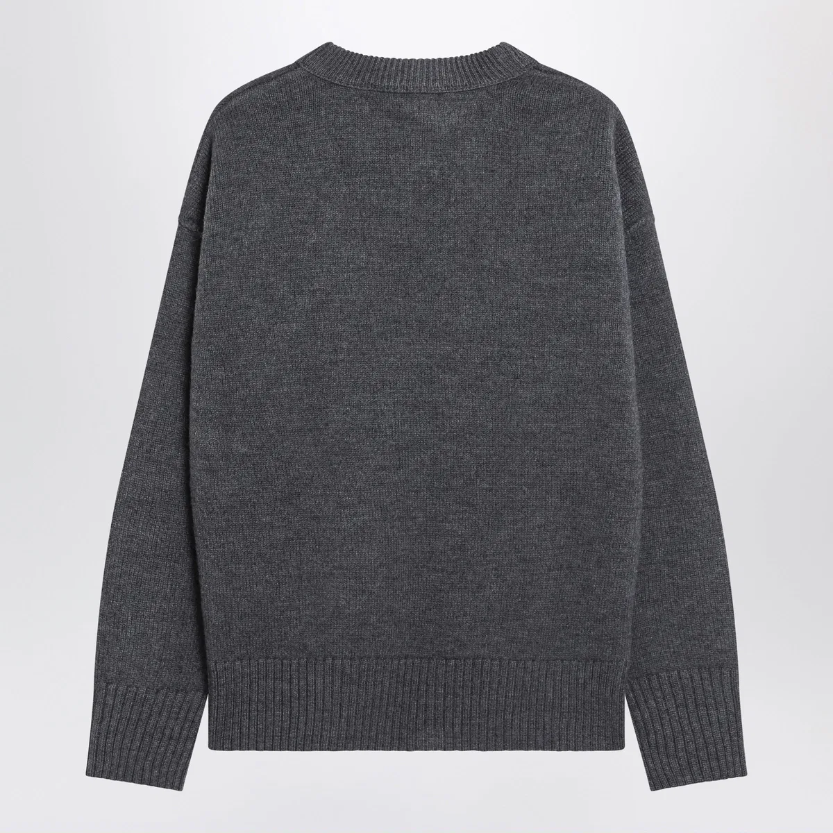 Ami paris Ami De Coeur Sweater In Grey Virgin Wool