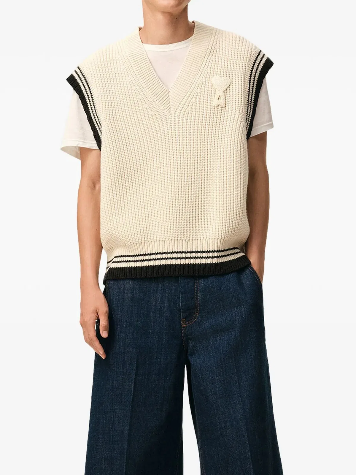 Ami paris V Neck Sleeveless Sweater