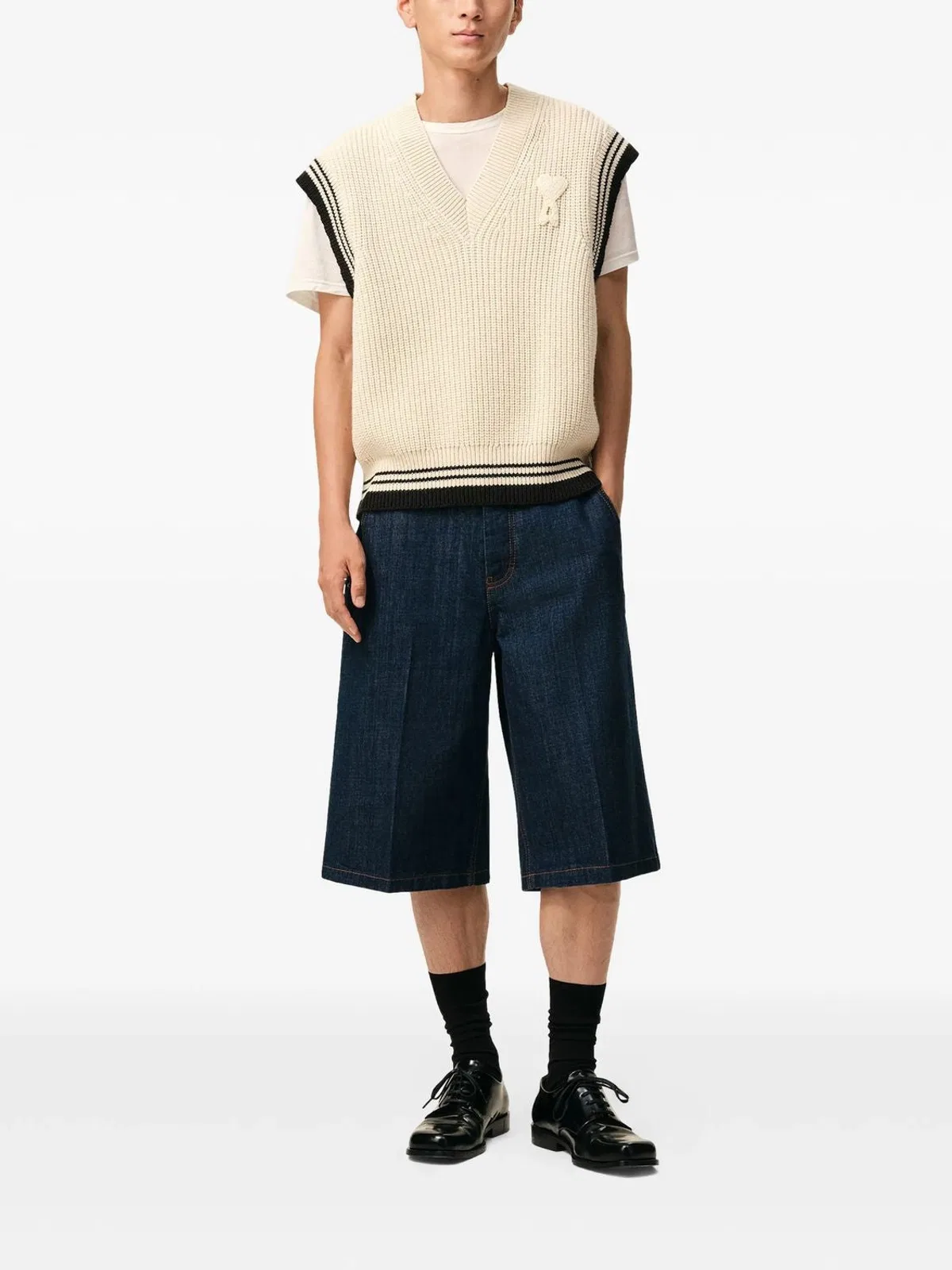 Ami paris V Neck Sleeveless Sweater